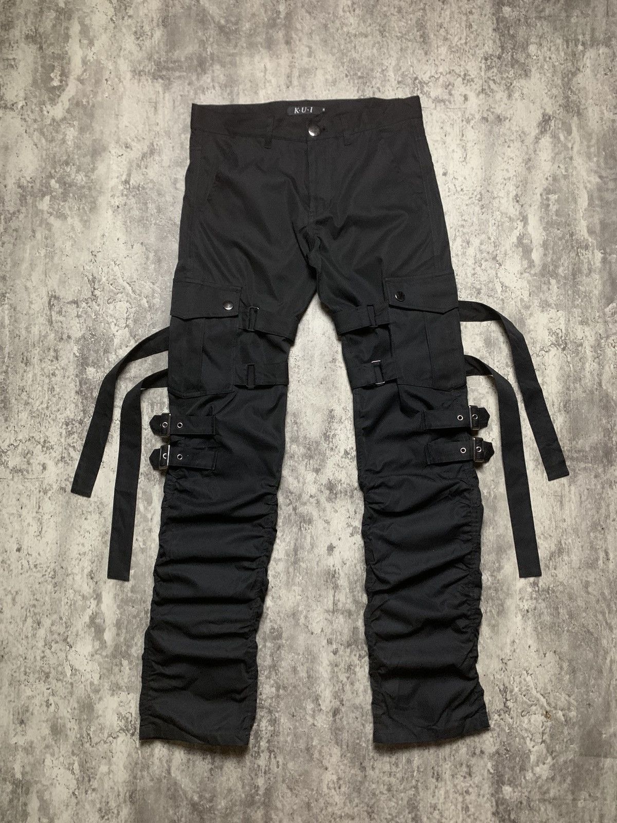 14th Addiction Y2K Kui Black Bondage Cargo Multi Pocket Pants Vkei Style Size US 30 / EU 46 - 1 Thumbnail