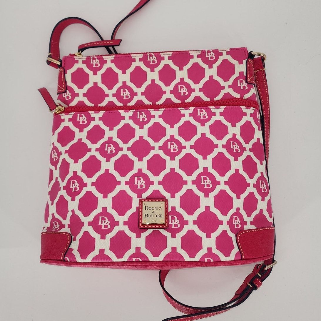Dooney & Bourke Dooney & Bourke Pink & White Geo Print Canvas Crossbody Size ONE SIZE - 9 Thumbnail