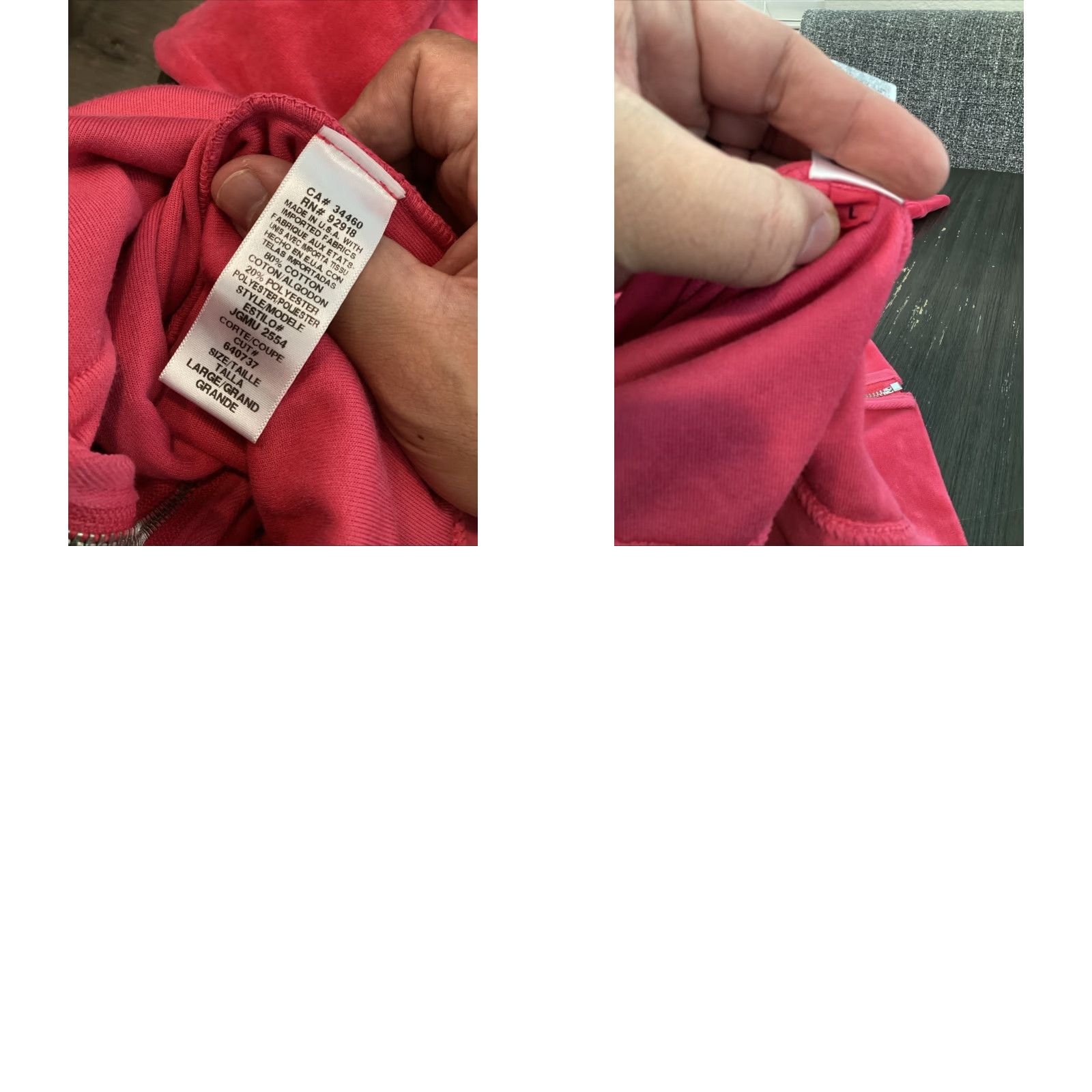 Juicy Couture Juicy Couture Velour Pink Long Sleeve Track Jacket Hoodie L Women Regular Fit Zip Hooded Solid Pink Vintage: No 90s? No, New with tags Size L / US 10 / IT 46 - 9 Thumbnail