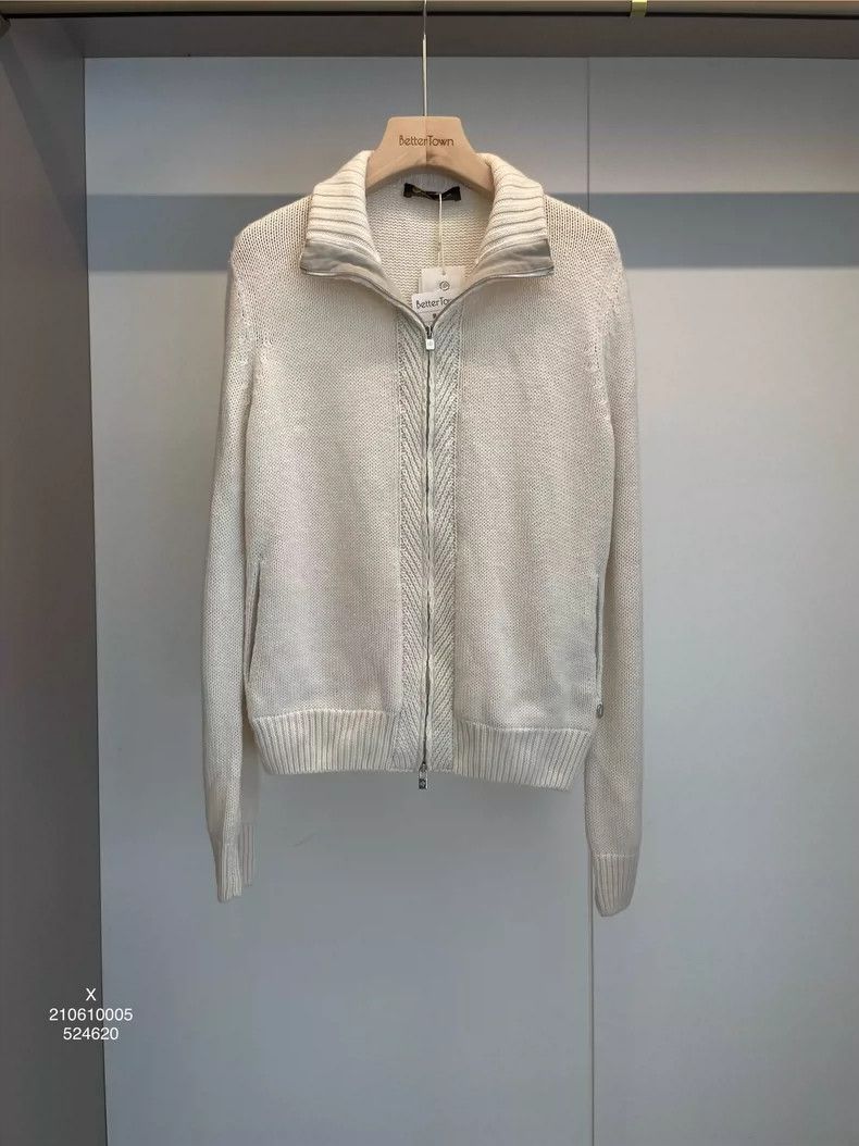 Loro Piana LORO PIANA White American cashmere cardigan Size L / US 10 / IT 46 - 1 Thumbnail