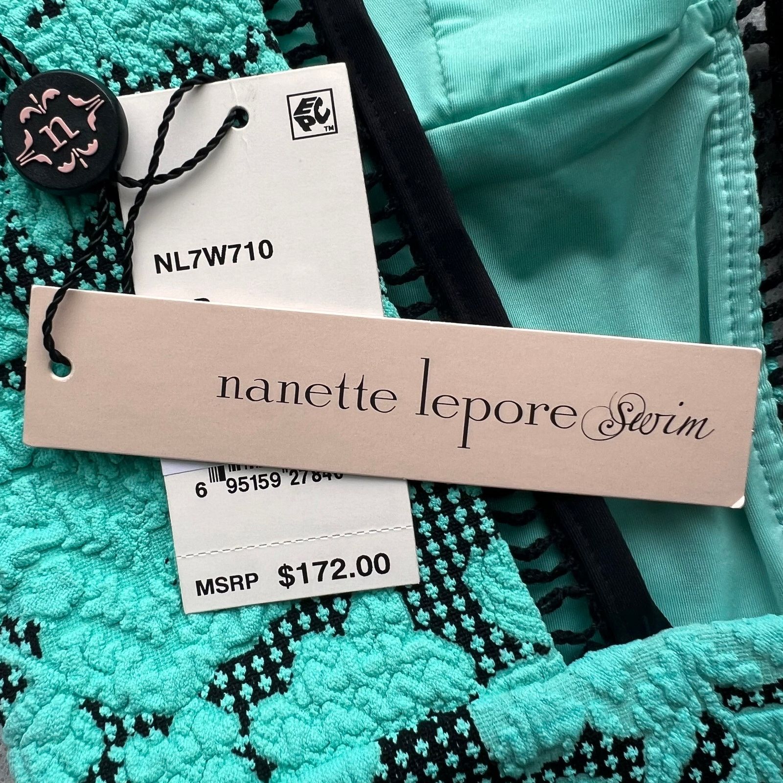 Nanette Lepore Nanette Lepore Jade Green Jacquard One Piece Swimsuit, XS Size ONE SIZE - 11 Thumbnail