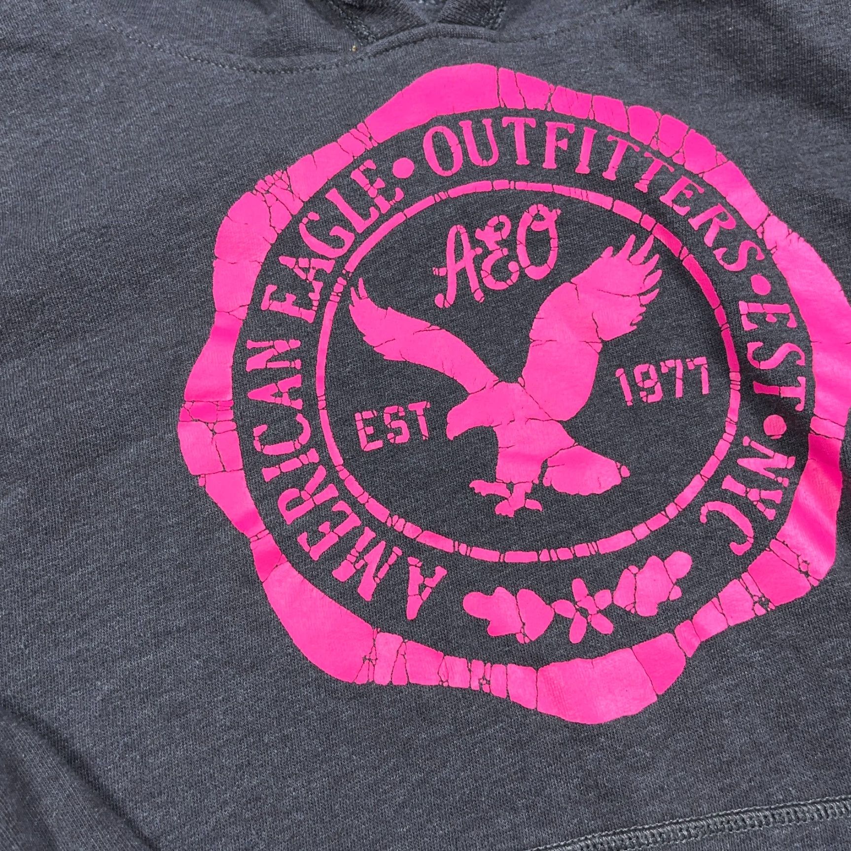 American Eagle Outfitters VINTAGE American Eagle Outfitters Hoodie Women L Gray Pink Sweatshirt 2000s Retro Modern Preppy Size L / US 10 / IT 46 - 3 Thumbnail