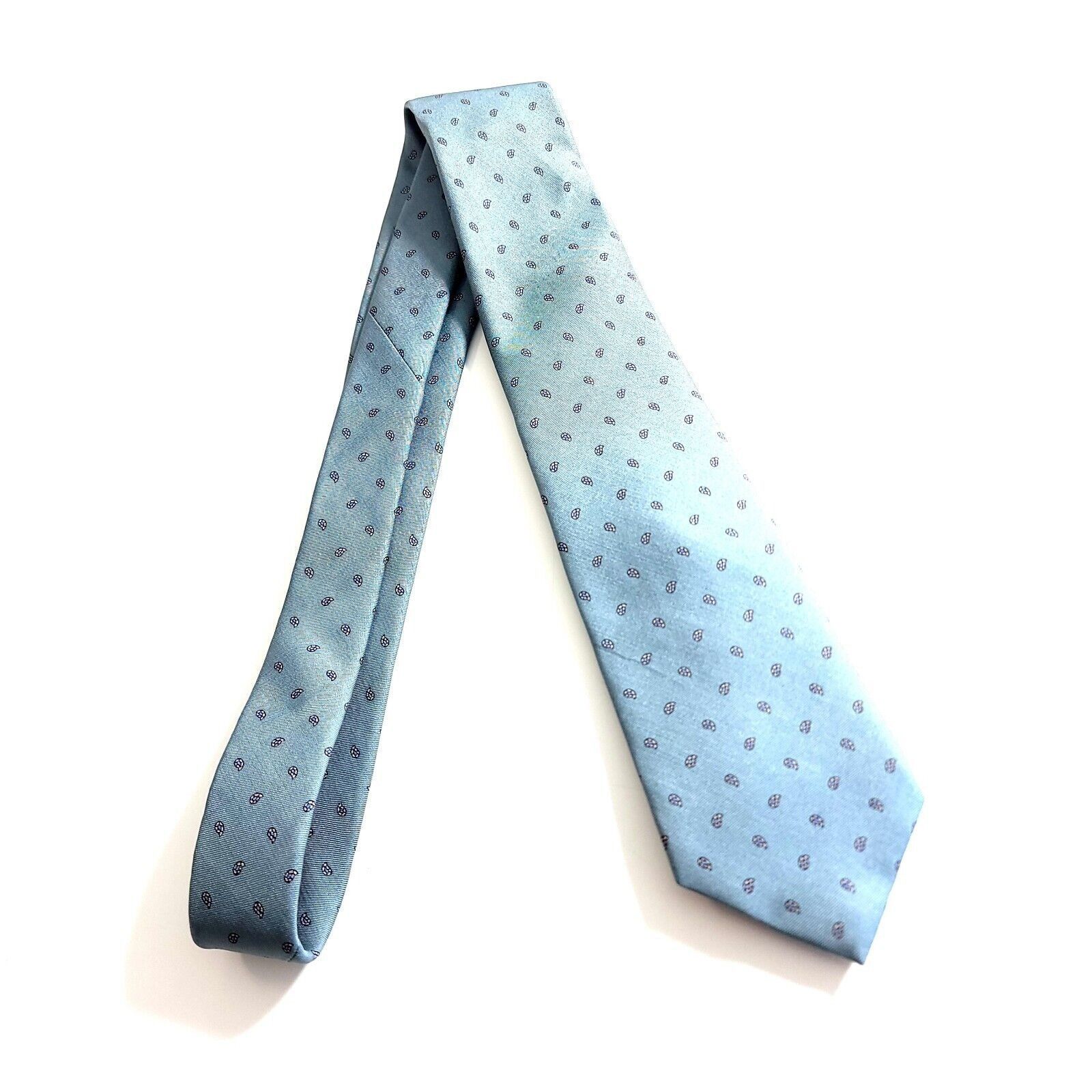 Bert Pulitzer Bert Pulitzer USA Paisley Print Blue Short Skinny Silk Tie Size ONE SIZE - 6 Thumbnail