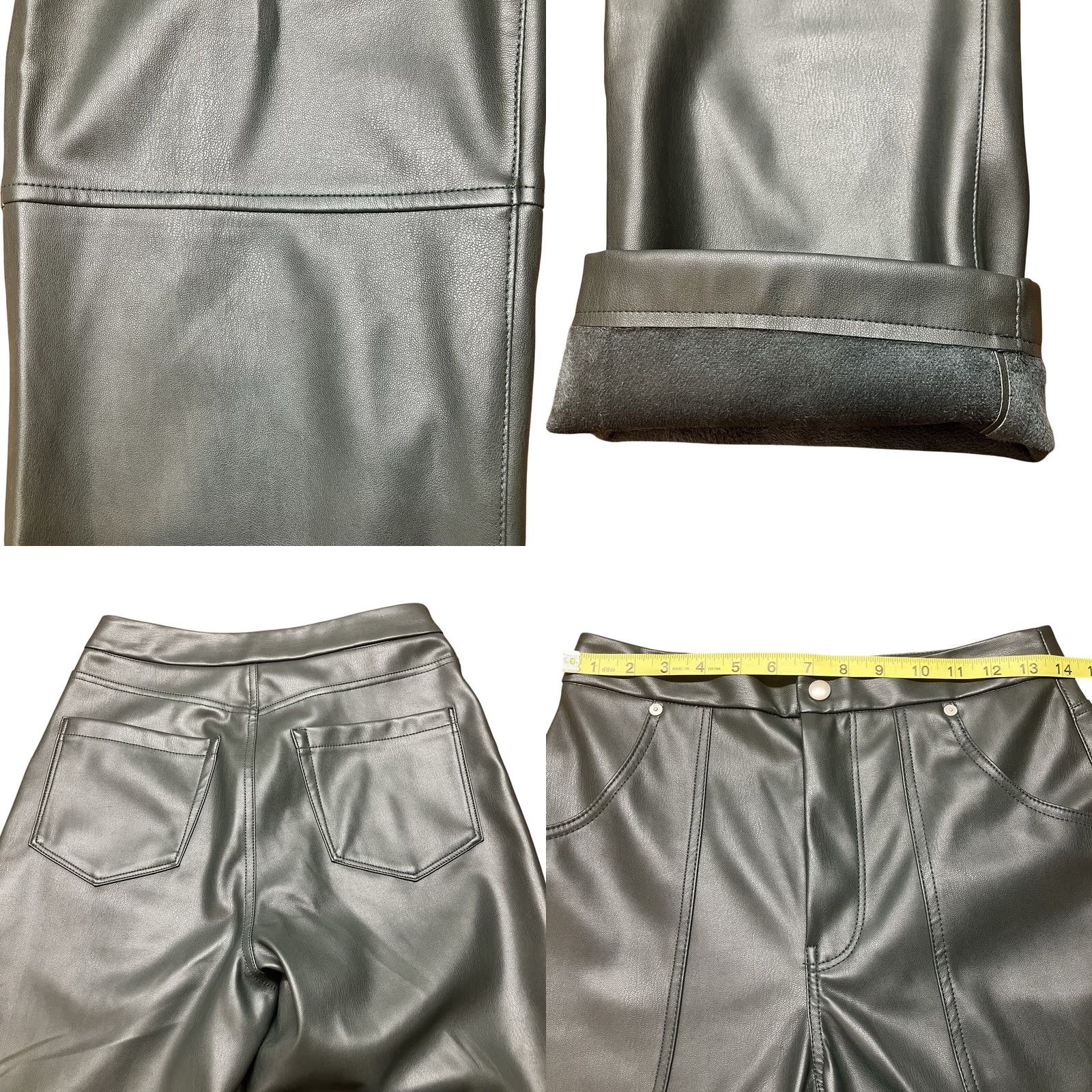 Vintage VINTAGE BLANK NYC Baxter Pants High Rise Green Faux Leather Wide Leg Pants 27 Women Size 27" / US 4 / IT 40 - 8 Thumbnail