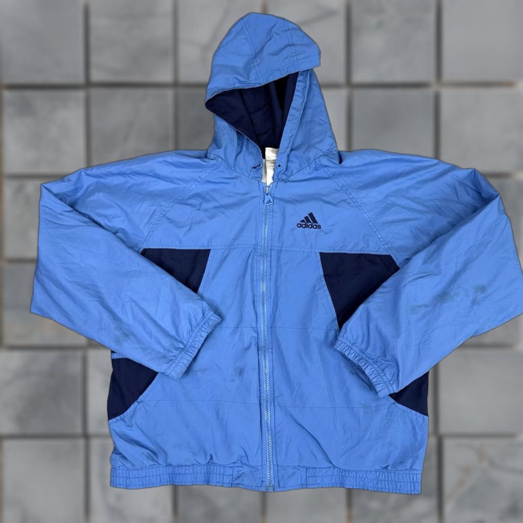 Adidas VINTAGE adidas Jacket Mens M Blue Trefoil Embroidered Windbreaker Zip 00s Soccer Sports Full Zip Lined All Seasons Narrow to Windbreaker Size US M / EU 48-50 / 2 - 1 Thumbnail