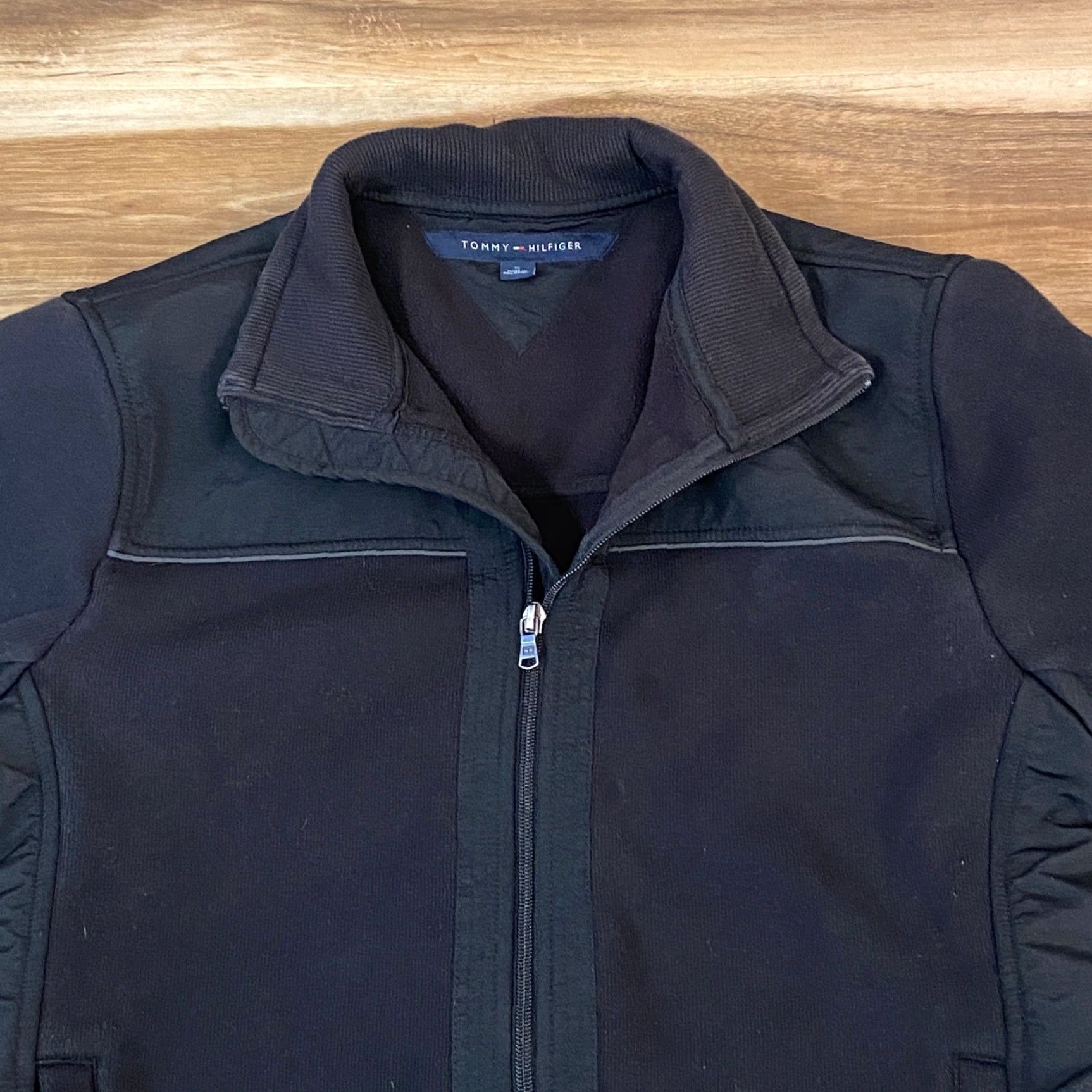 Tommy Hilfiger Tommy Hilfiger Mens Full Zip Track Jacket Black Medium Fleece Nylon Quilted Zipper Pockets Logo Breathable Sporty Casual Training Jacket Size US M / EU 48-50 / 2 - 2 Thumbnail