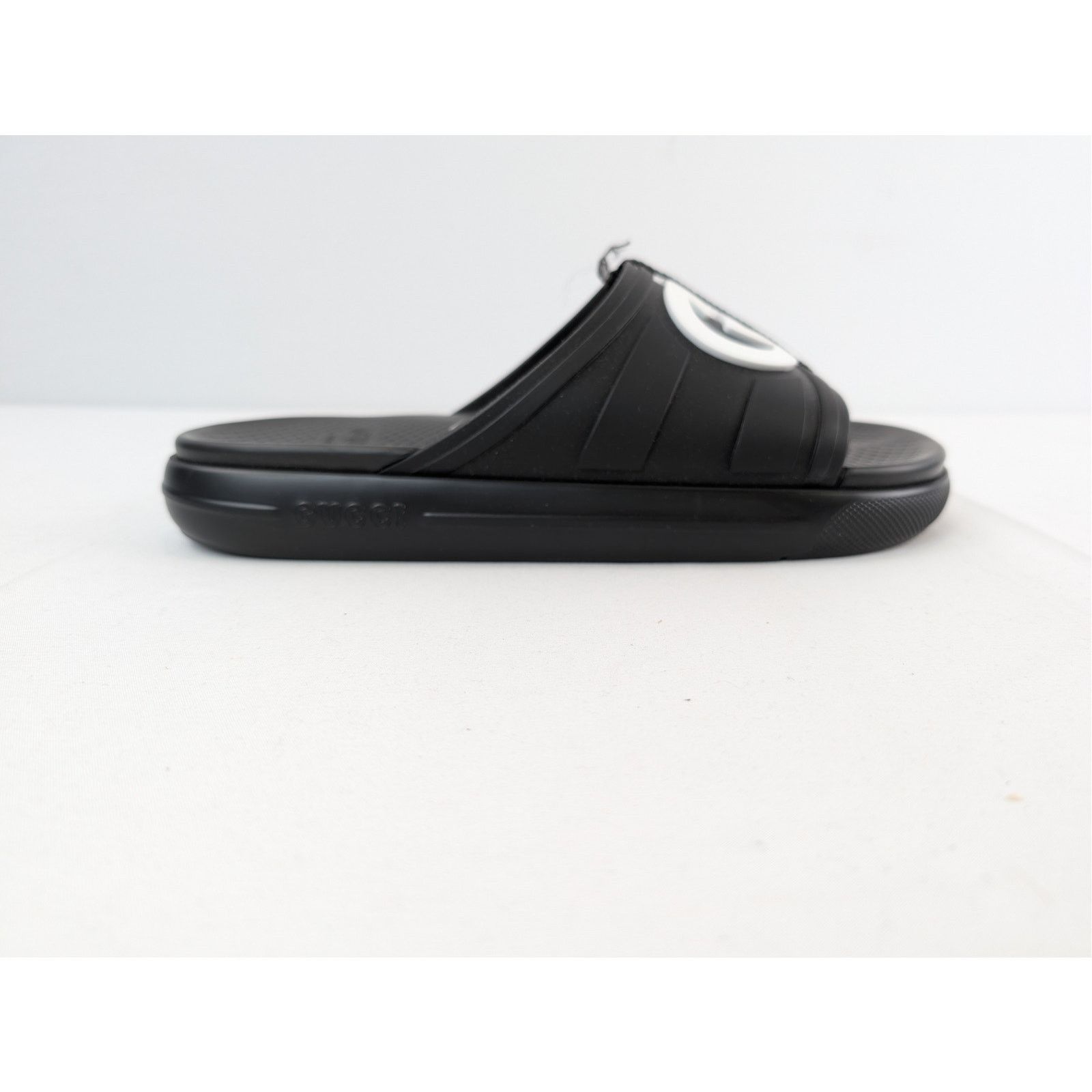 Gucci o1rshd1 Pursuit Logo Embossed Rubber Slide Slipper Black Size US 11.5 / EU 44-45 - 4 Thumbnail