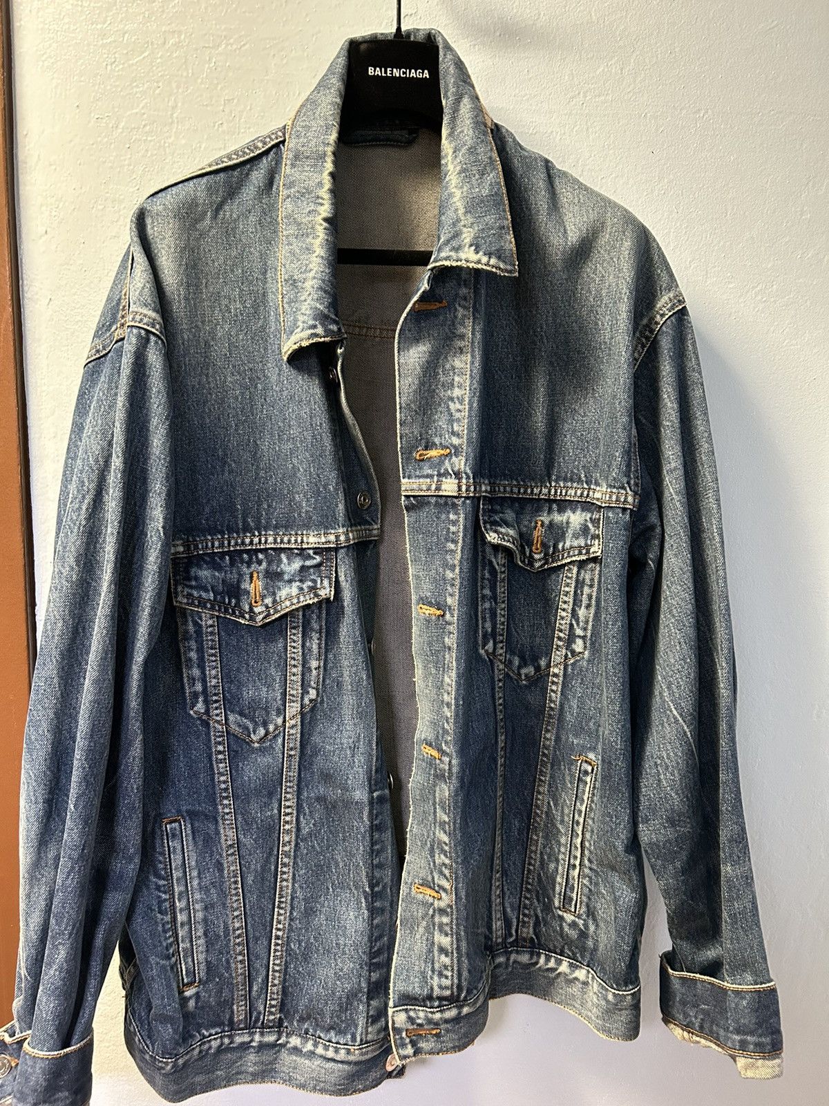 image of Balenciaga Power Of Dreams Denim Jacket Size 46 in Blue, Men's