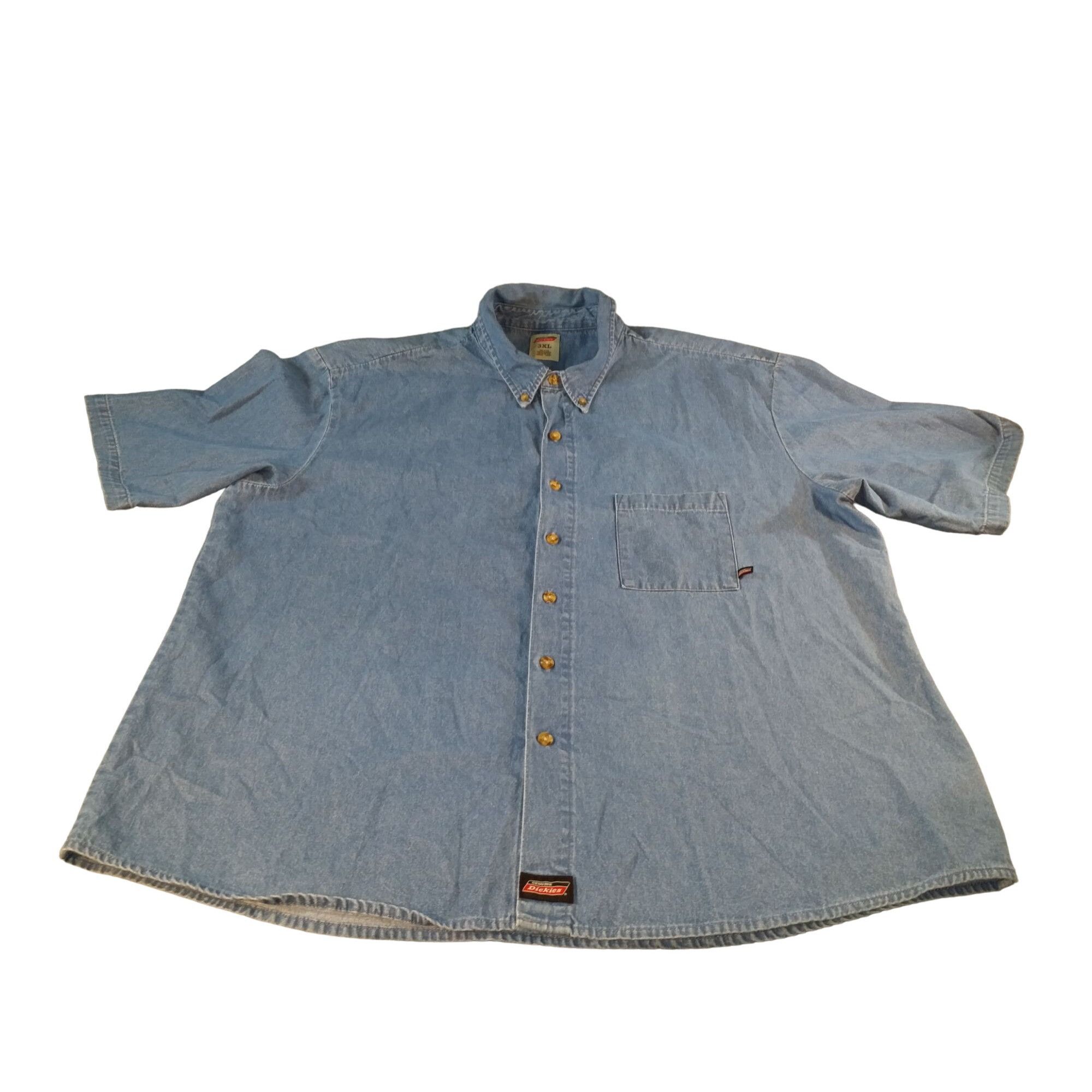Dickies Dickies Button Up Shirt Men Sz 3XL Denim Logo Short Sleeve W Size US XXL / EU 58 / 5 - 1 Thumbnail