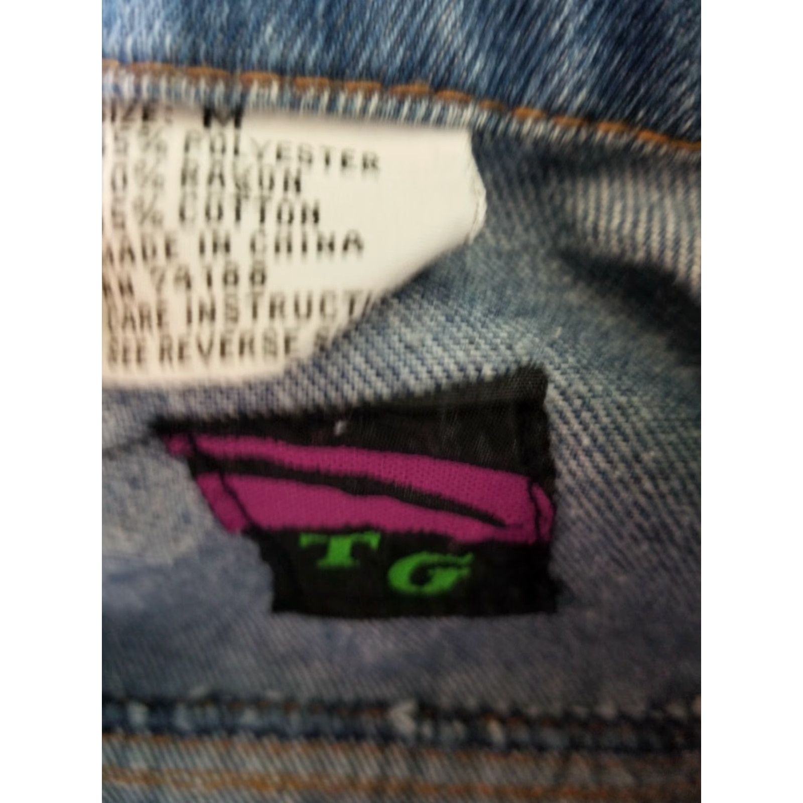 Vintage Tomorrow's Generation Denim Jacket Flag Embroidered Flying Jean Jacket Womens Medium Blue Cotton Casual 90s Style Womens Medium Size 32" / US 10 / IT 46 - 6 Thumbnail