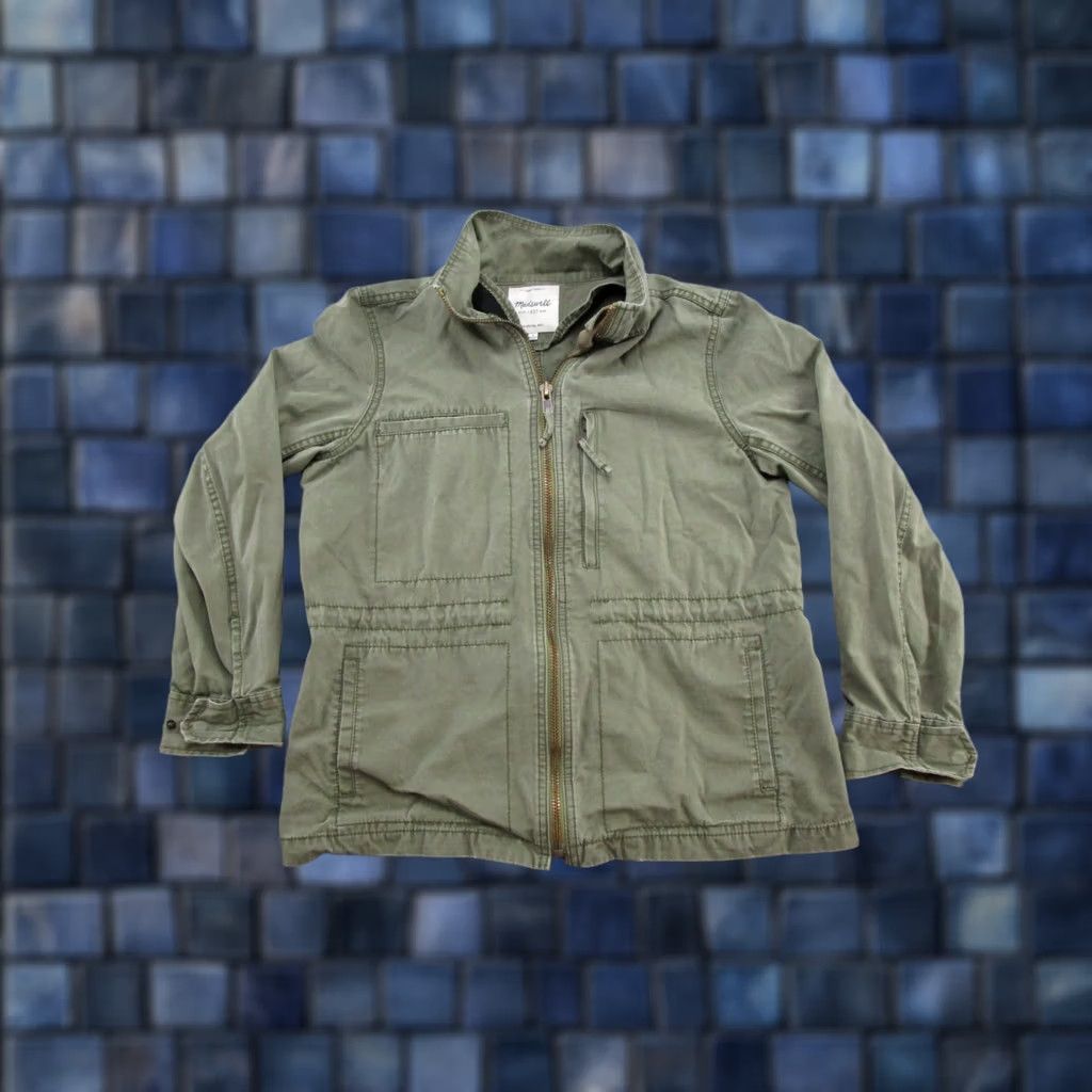 Madewell Madewell Military Style Utility Jacket Olive Green Full Zip Womens L Pockets Size L / US 10 / IT 46 - 1 Thumbnail