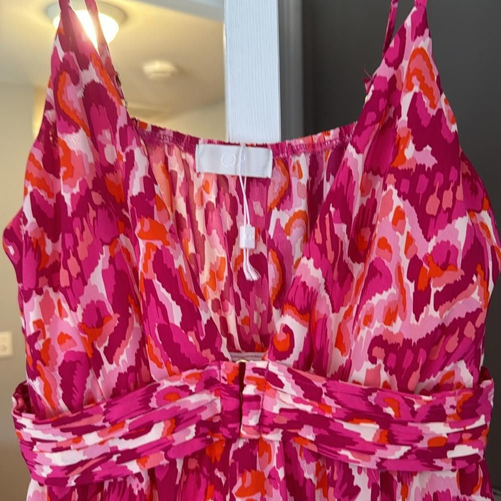 Designer Floral Print Maxi Dress With v Neck in Pink Size S / US 4 / IT 40 - 5 Thumbnail