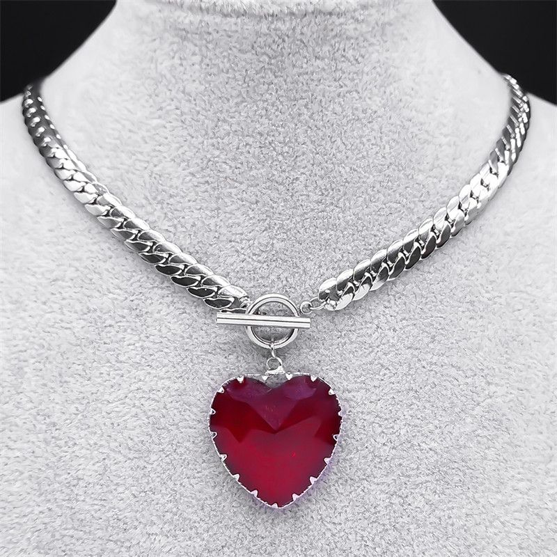 Jewelry Red Heart Choker Necklace Size ONE SIZE - 1 Thumbnail