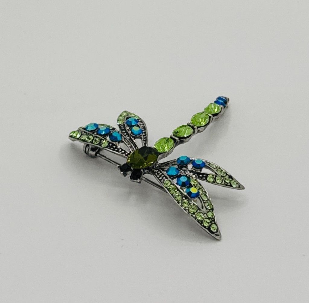 Other Dragonfly Rhinestone Brooch – Green & Blue Sparkle, 2" Pin Size ONE SIZE - 3 Thumbnail