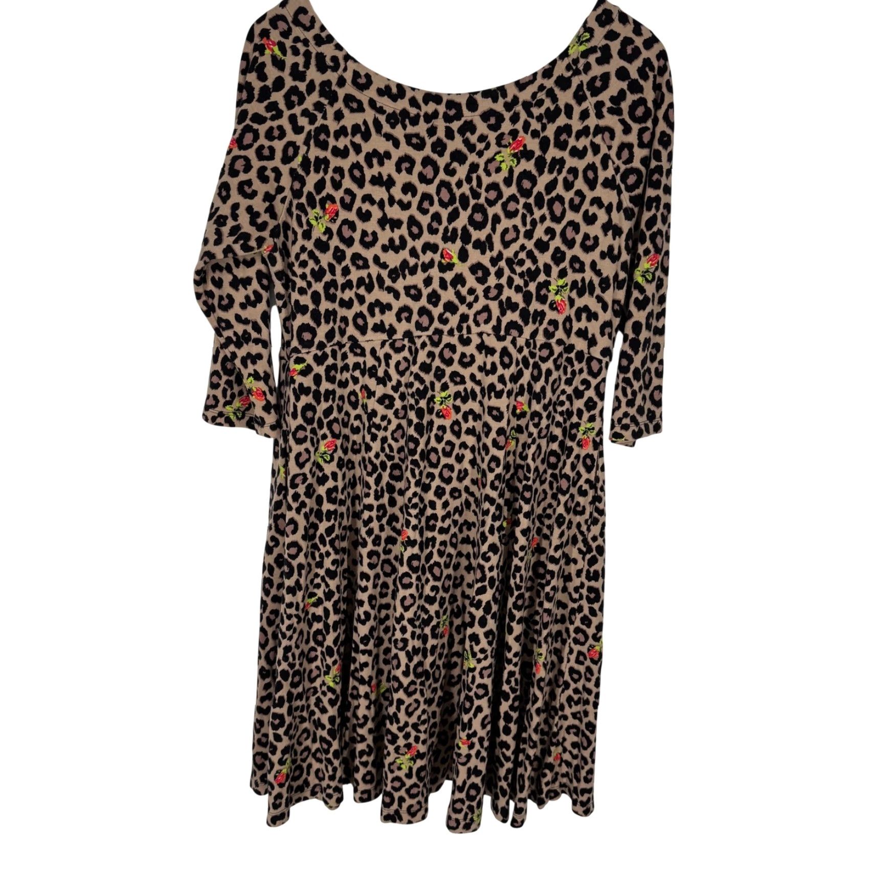 Betsey Johnson Torrid Betsey Johnson Leopard Rose Knit Skater Dress Women Plus 0 Stretch Animal Print Crew Neck 3/4 Sleeve Pullover Mini Vintage No N/A Size XL / US 12-14 / IT 48-50 - 6 Thumbnail