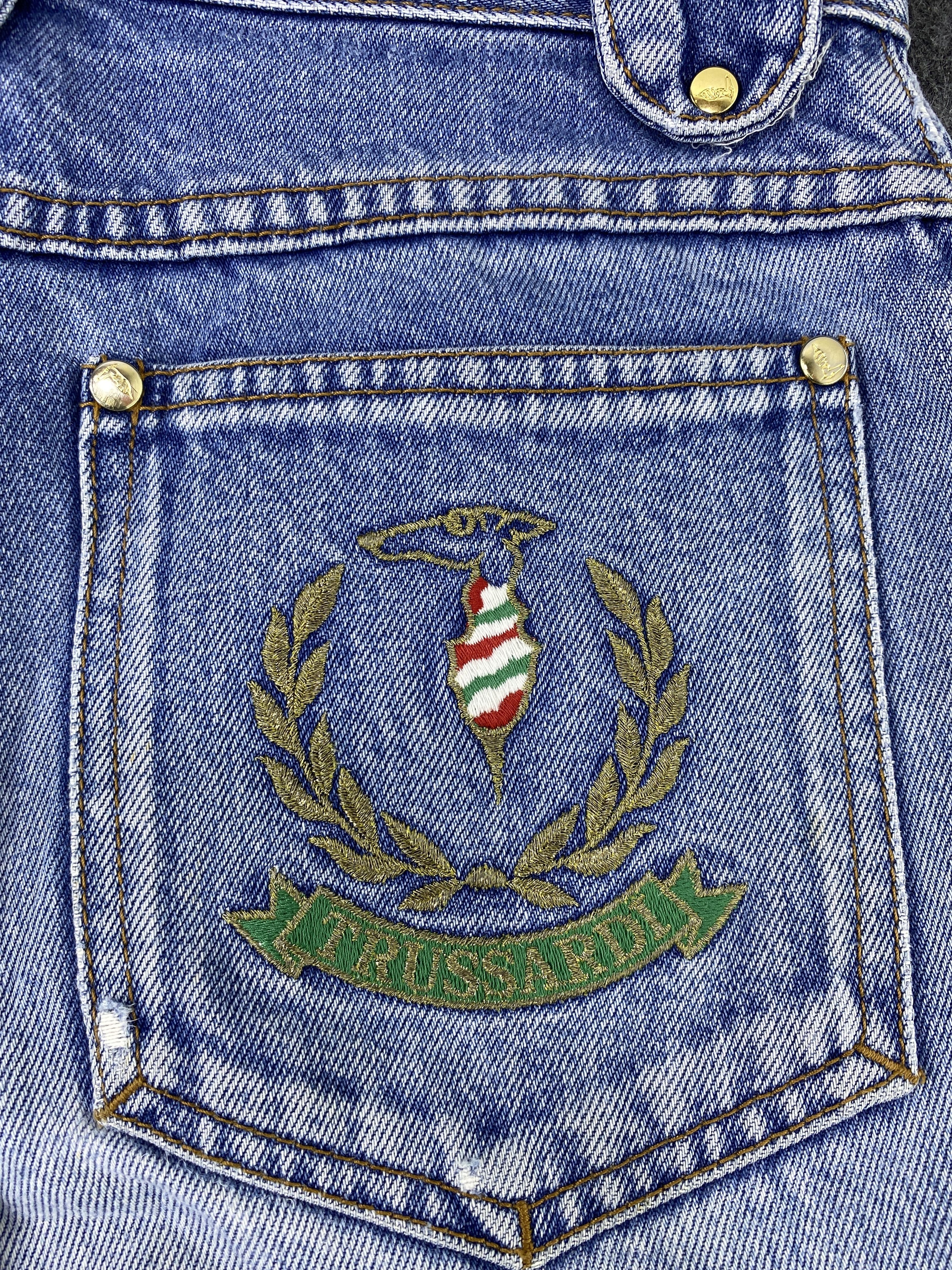 Trussardi Vintage Baggy Trussardi Distressed Blue Wash Jeans - J1124 Size 26" / US 2 / IT 38 - 15 Thumbnail