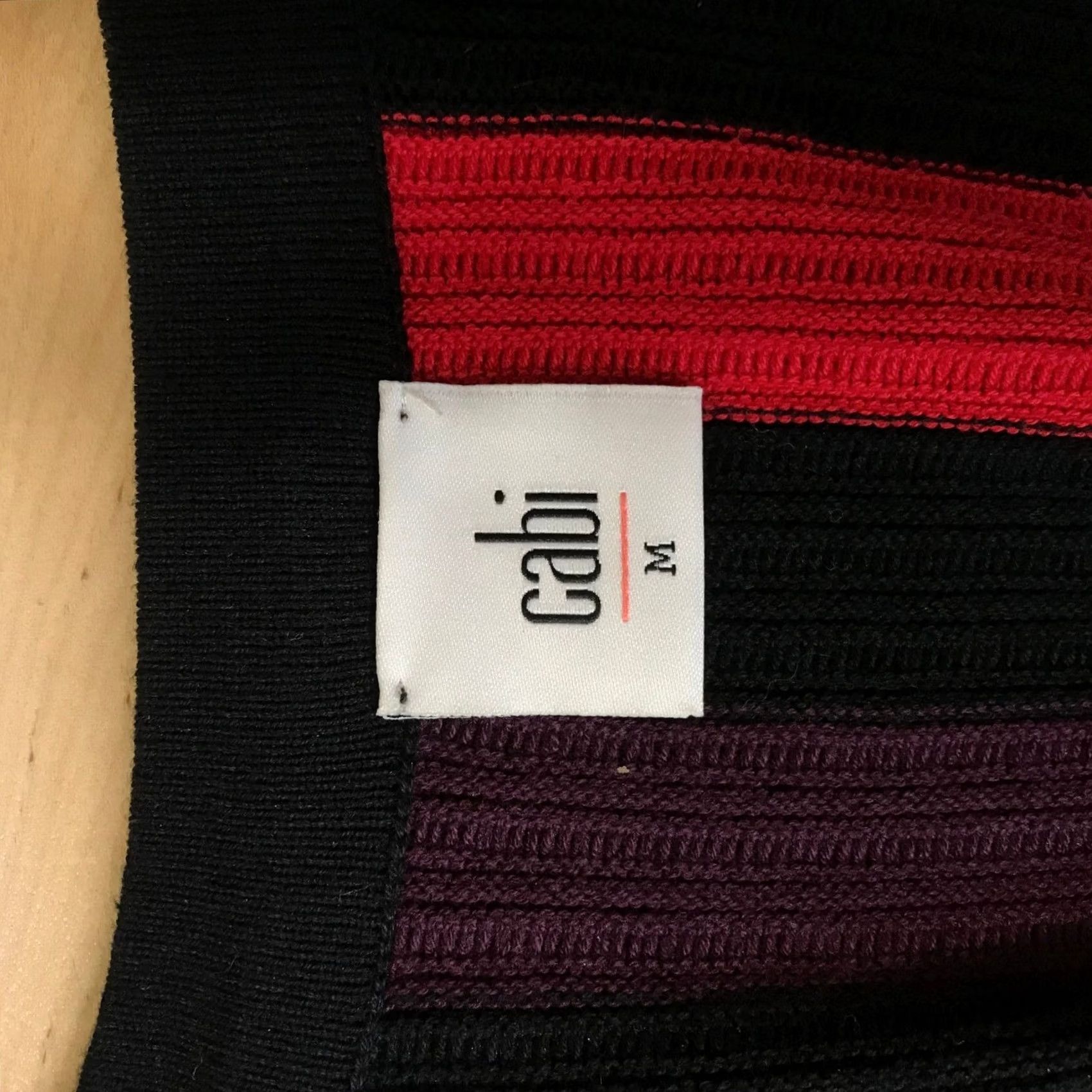 Vintage Cabi 3538 Cardigan Sweater V-Neck Ribbed Vertical Stripe Red Purple Black Wms M Size M / US 6-8 / IT 42-44 - 7 Thumbnail