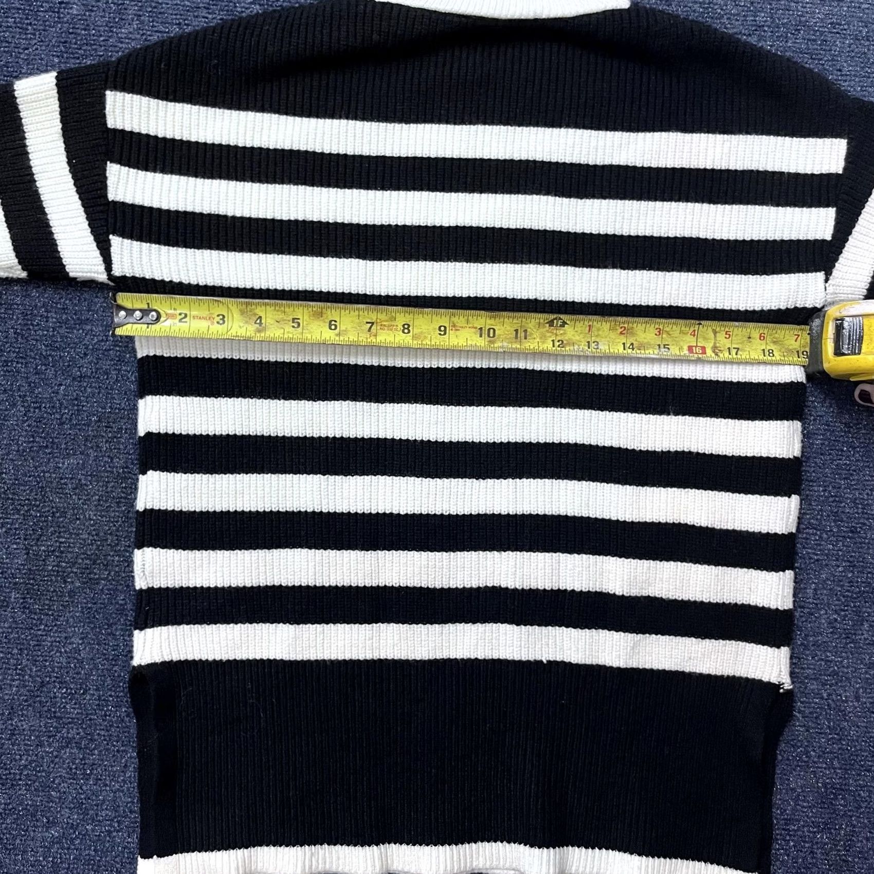 Vintage Philosophy Republic Clothing Sweater Womens XS Black White Stripe Mock Neck Pullover Knit Ribbed Long Sleeve Size XS / US 0-2 / IT 36-38 - 3 Thumbnail