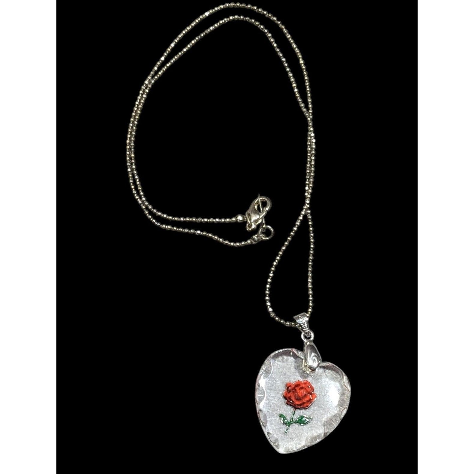 Other Vintage 70s Reverse Carved Hear Rose Pendant Necklace Size ONE SIZE - 1 Thumbnail