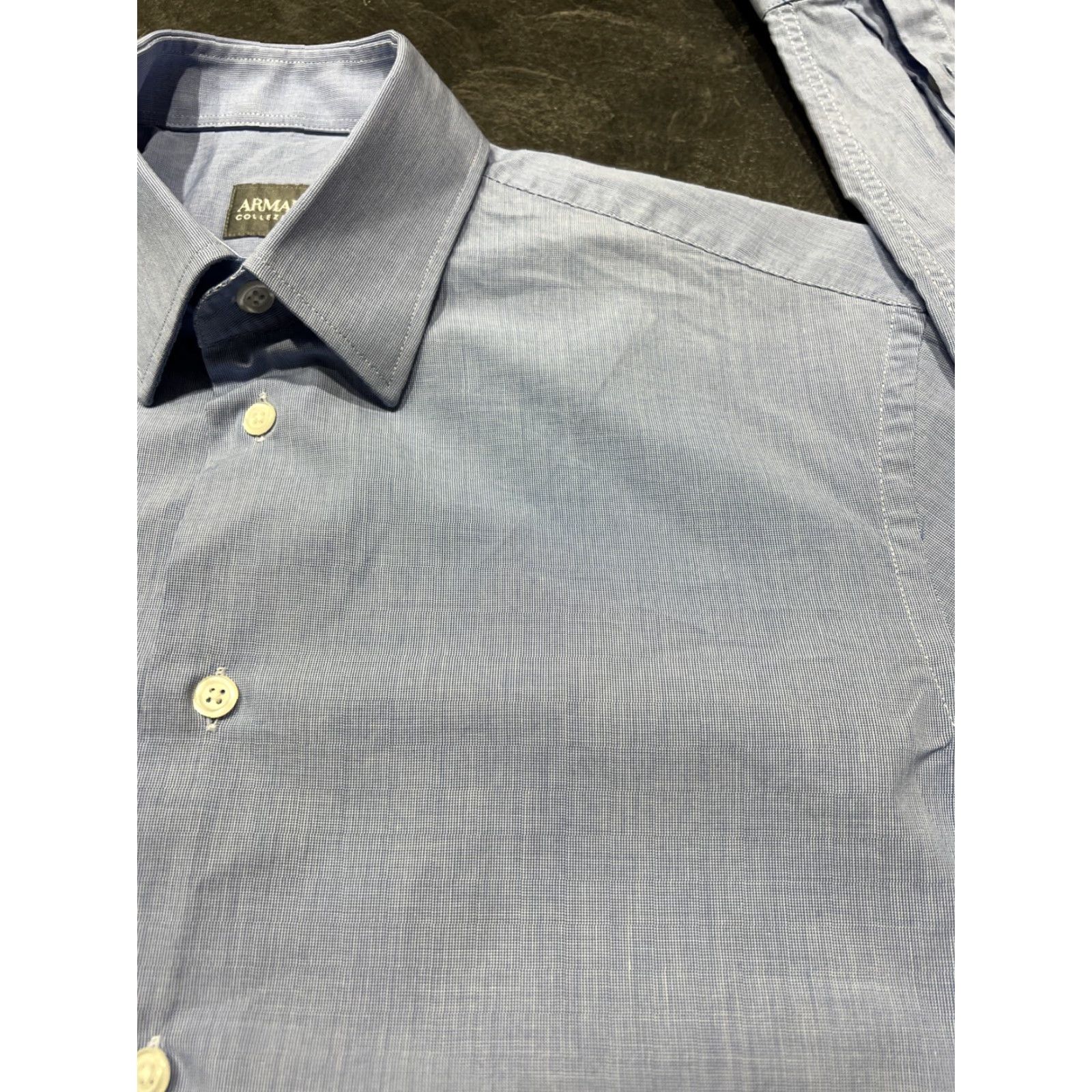 Armani Armani Collezioni Shirt Mens 38 Pink Dress Shirt Geometric 100% Cotton Long Sleeve Button Collar Point Barrel Cuff Business Formal Size 38R - 3 Thumbnail