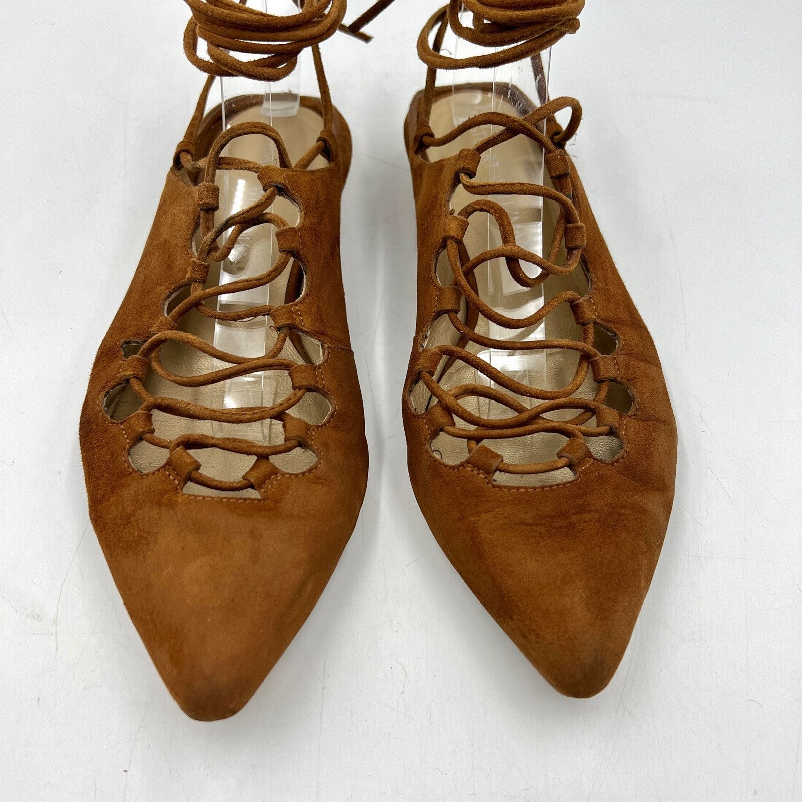Stuart Weitzman Stuart Weitzman Suede Lace-Up Flat Amaretto Pointy Toe Mule Size US 8 / IT 38 - 3 Thumbnail