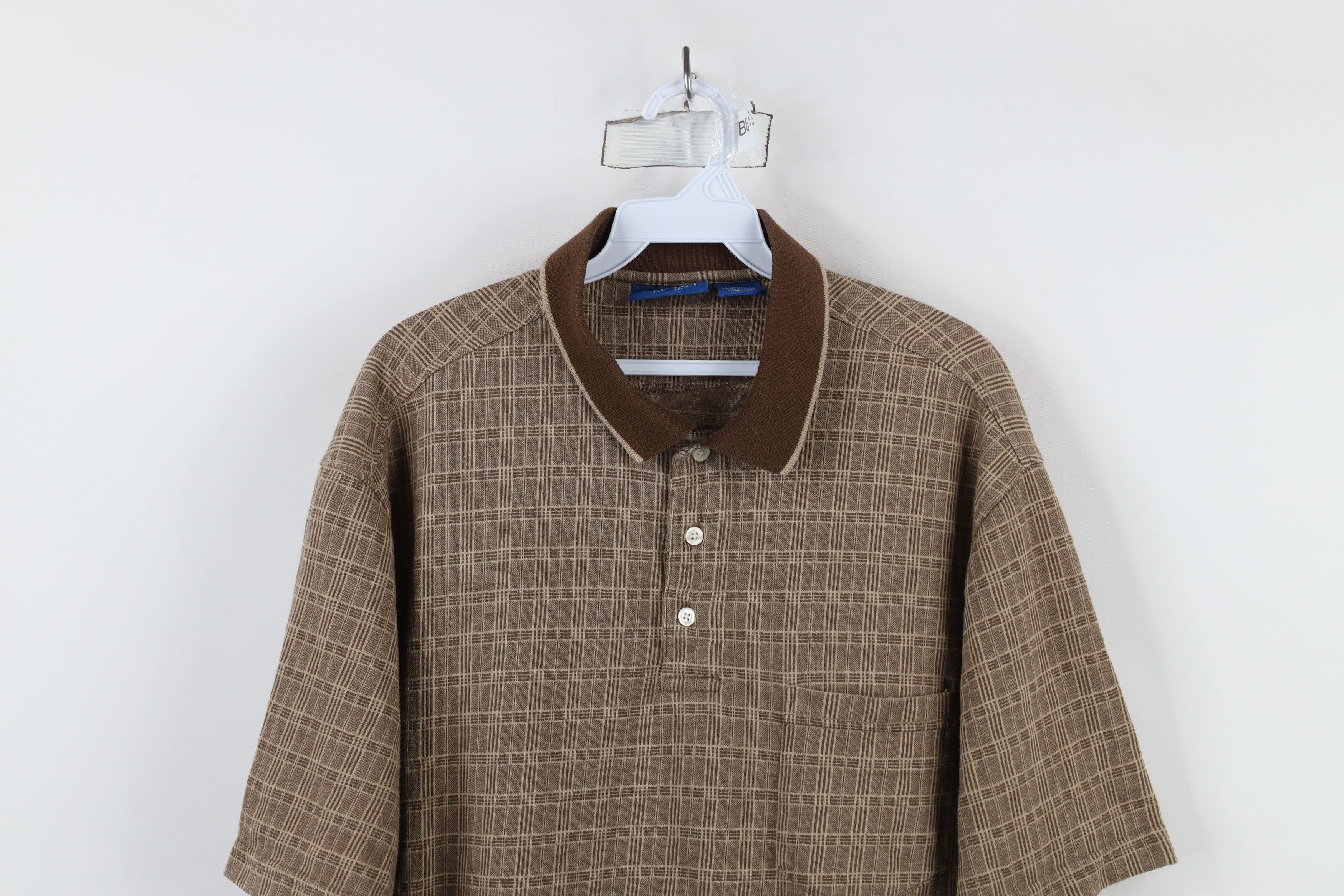 Vintage Vintage 90s Streetwear Checkered Knit Collared Polo Shirt Size US L / EU 52-54 / 3 - 2 Thumbnail