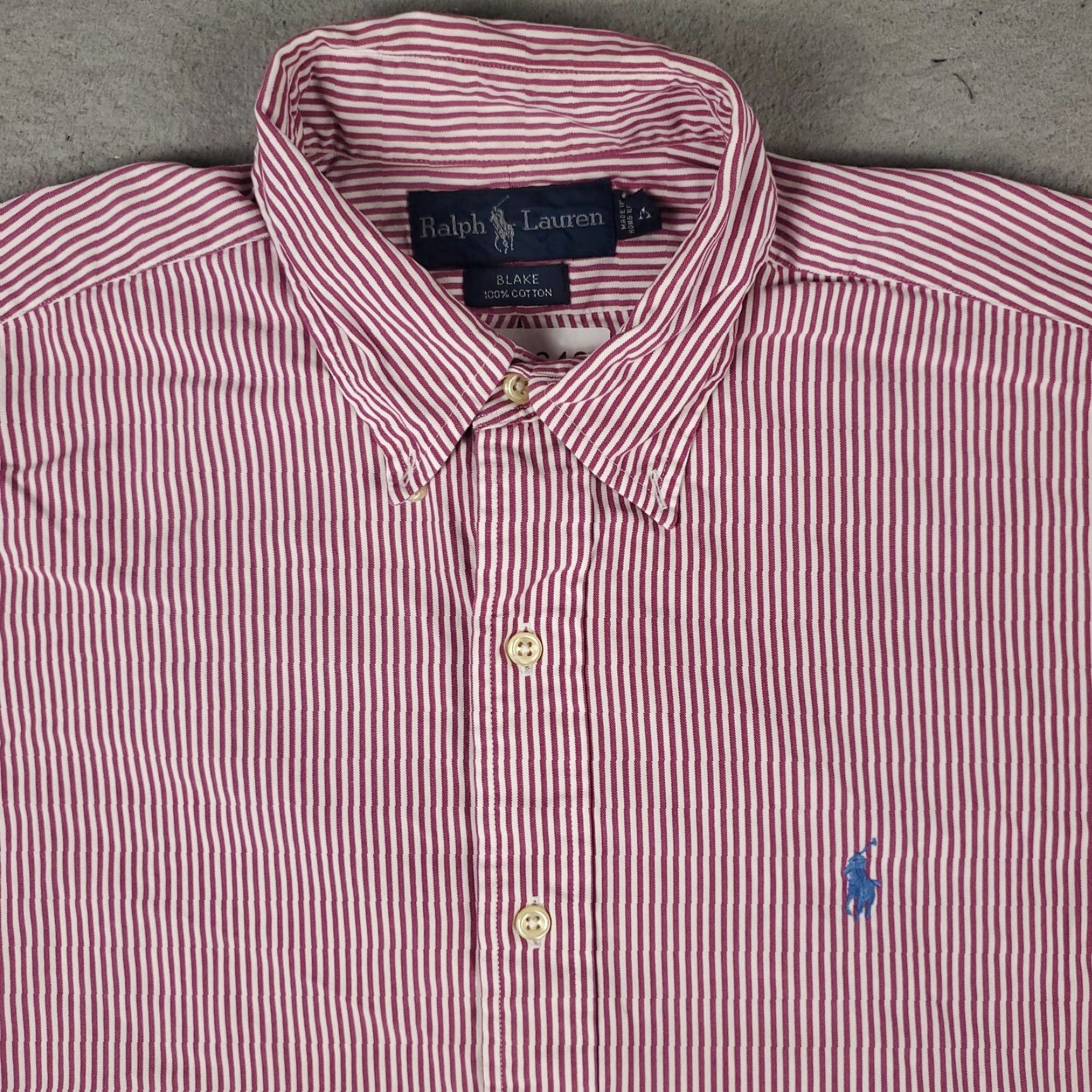 Ralph Lauren VINTAGE Ralph Lauren Shirt Mens Medium Purple Striped Button-Up Collared Short Sleeve Classic, Preppy, All Seasons, Logo, Pockets Size US M / EU 48-50 / 2 - 2 Thumbnail