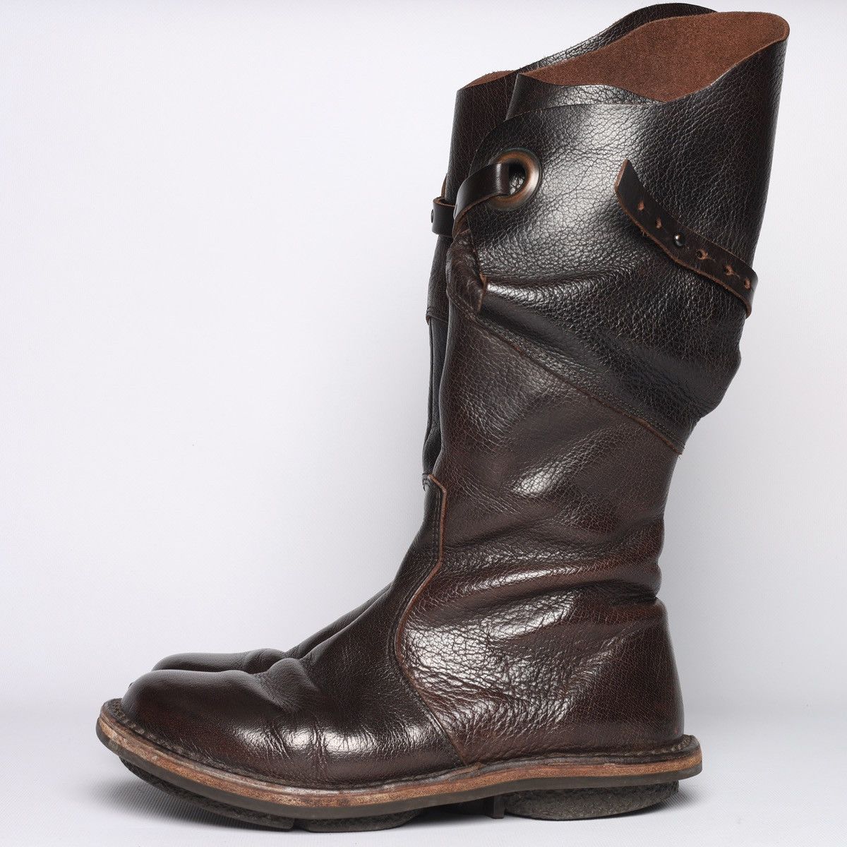 Trippen Brown Leather Avantgarde Hi Boots Shoes Belt Hard