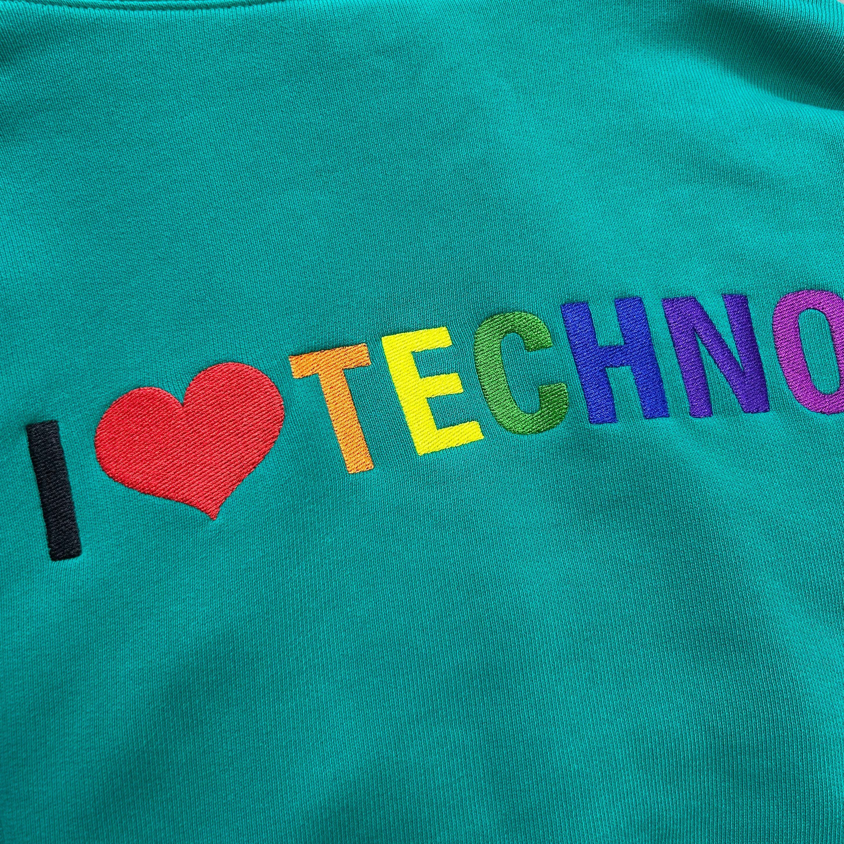 Balenciaga Balenciaga 2018 Cropped "I Love Techno" Green Zip Hoodie Size XS / US 0-2 / IT 36-38 - 4 Thumbnail