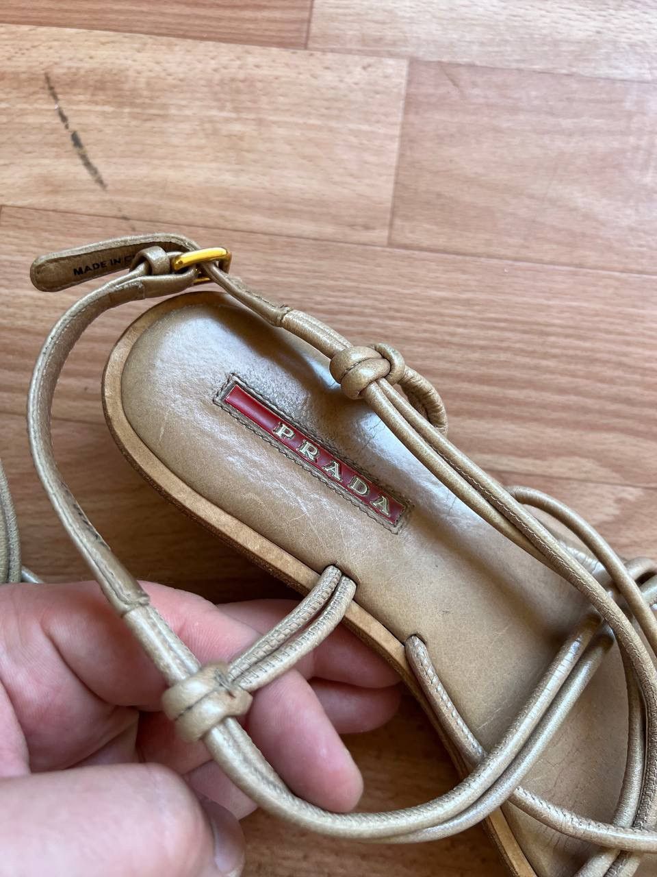 Prada PRADA RED TAB GLADIATOR BEIGE LIGHT BROWN WOMAN SANDALS SZ37 Size US 7 / IT 37 - 8 Thumbnail