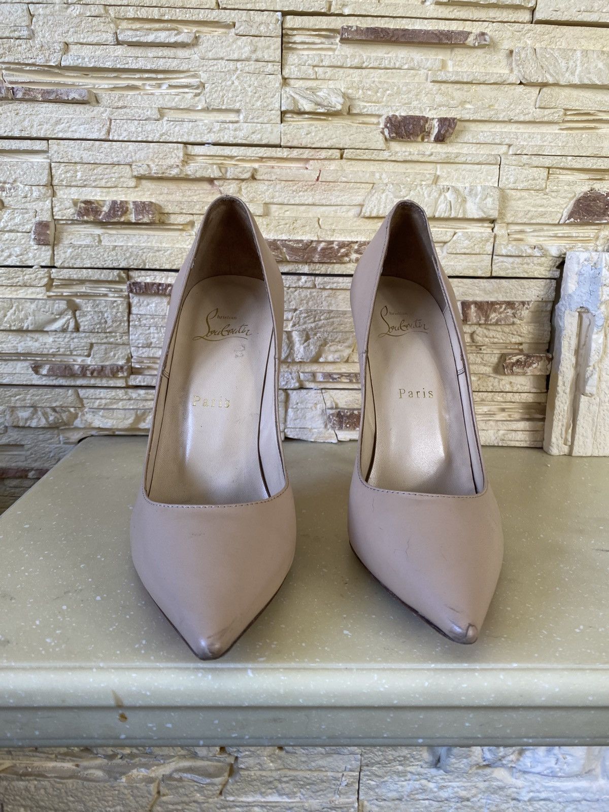 Christian Louboutin Christian Louboutine Leather Women’s Heels Beige Size US 8.5 / IT 38.5 - 4 Thumbnail