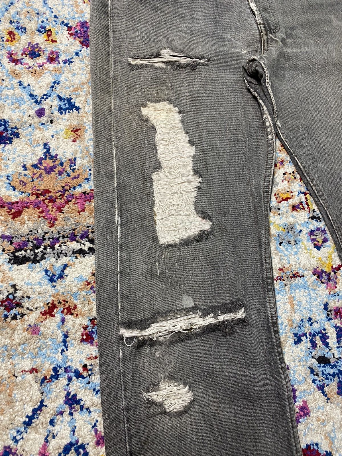 Levi's × Vintage 1989 Red Bat Wing 501 Levis Strauss Slim Straight Grey Jeans Size US 30 / EU 46 - 12 Thumbnail