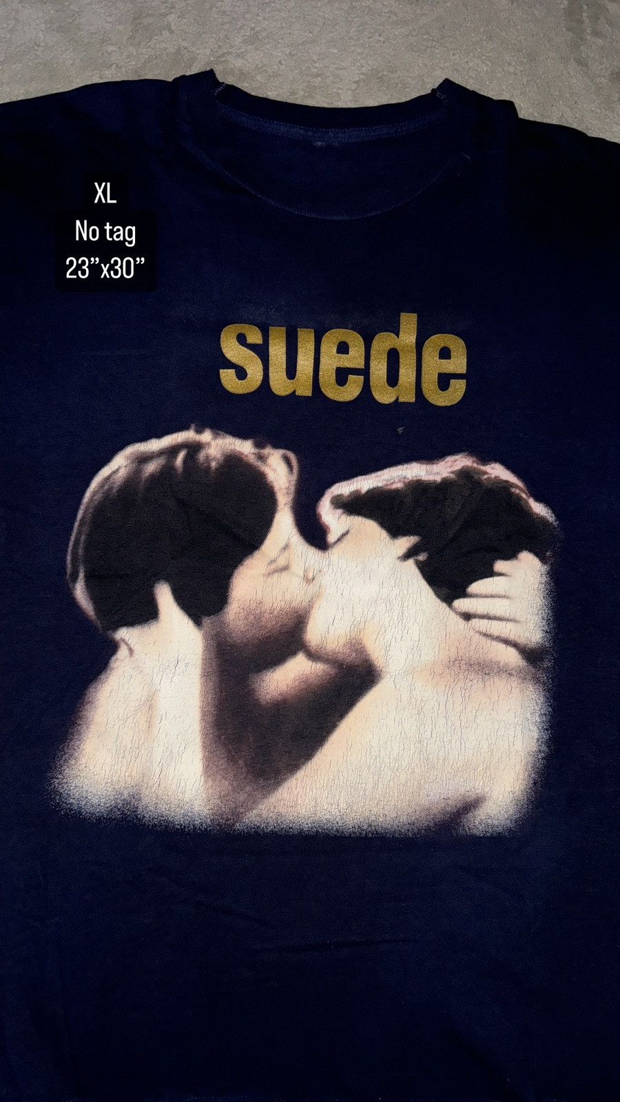 Image of Vintage London Suede Tee in Navy, Men's (Size XL)