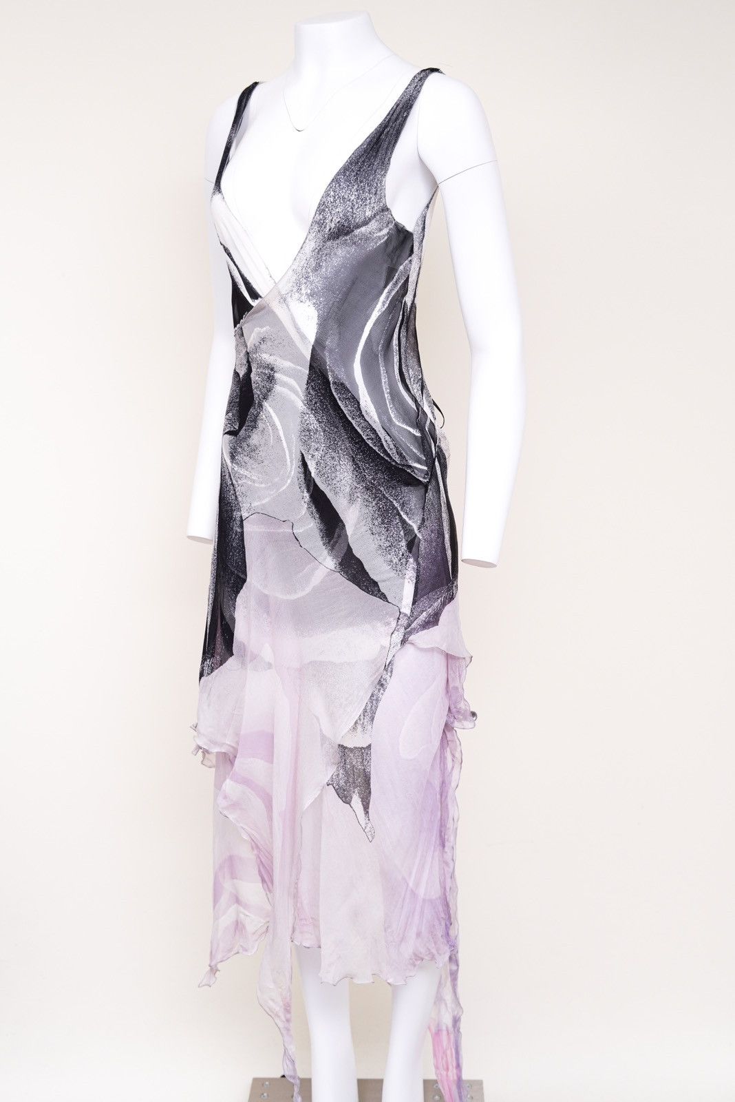 Roberto Cavalli Roberto Cavalli S/S 2000 Runway Sheer Black Roses Wrap Dress Size M / US 6-8 / IT 42-44 - 4 Thumbnail