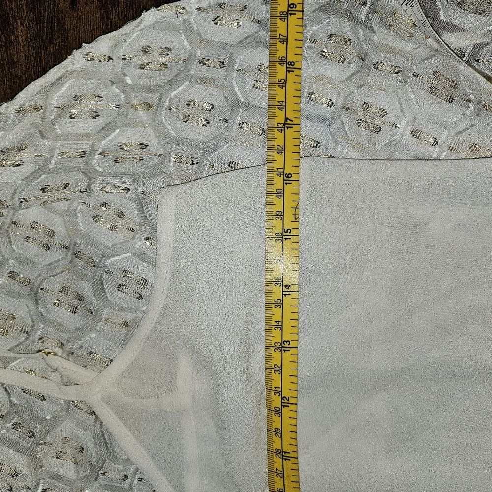 Tory Burch NWT Tory Burch Jasmine Ivory Gold Dress Tie Waist 2 XS Size XS / US 0-2 / IT 36-38 - 7 Thumbnail