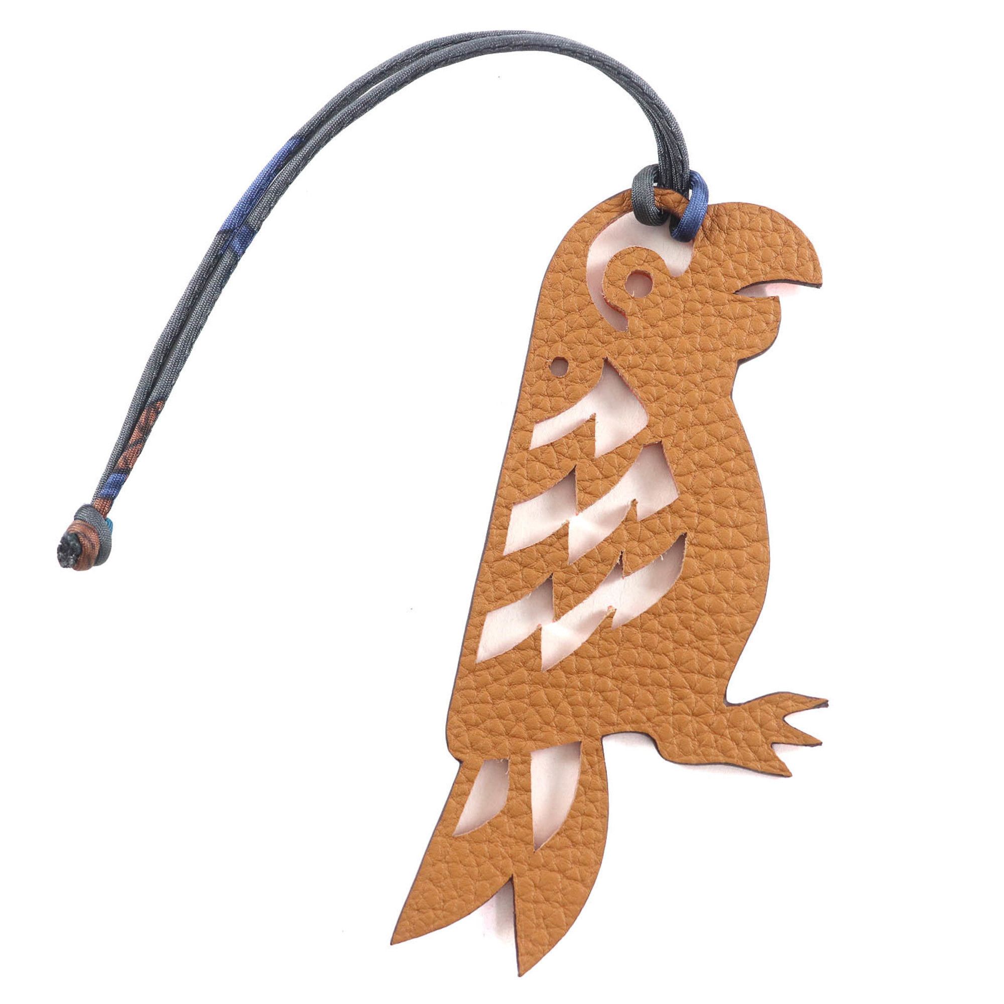 Hermes HERMES Petit H Leather Parrot Bag Charm, Brown and Orange, Made in France, Women's Size ONE SIZE - 1 Thumbnail