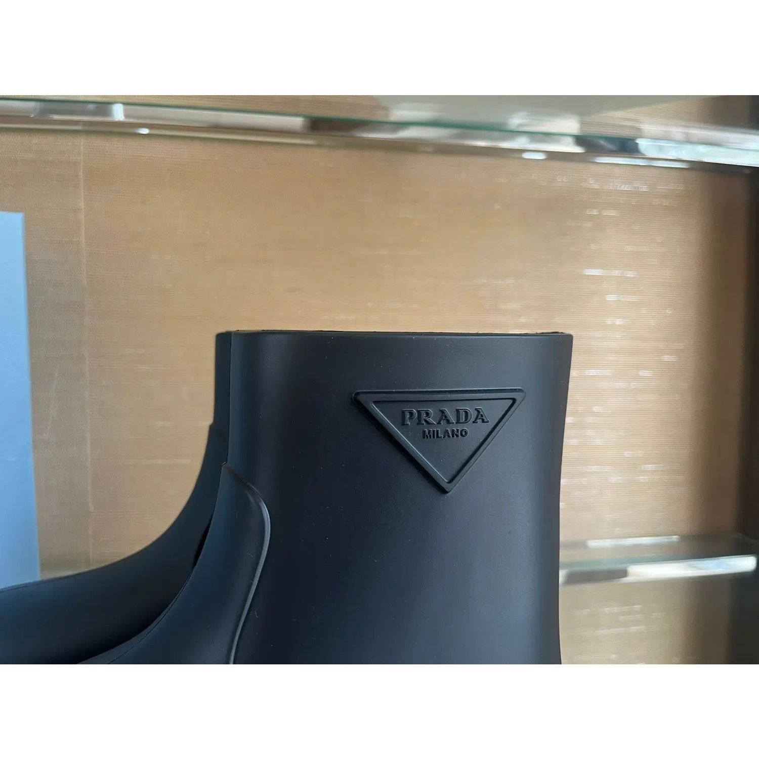 Prada Triangle Stamp Logo Rain Boots in Black Size US 10 / IT 40 - 12 Thumbnail