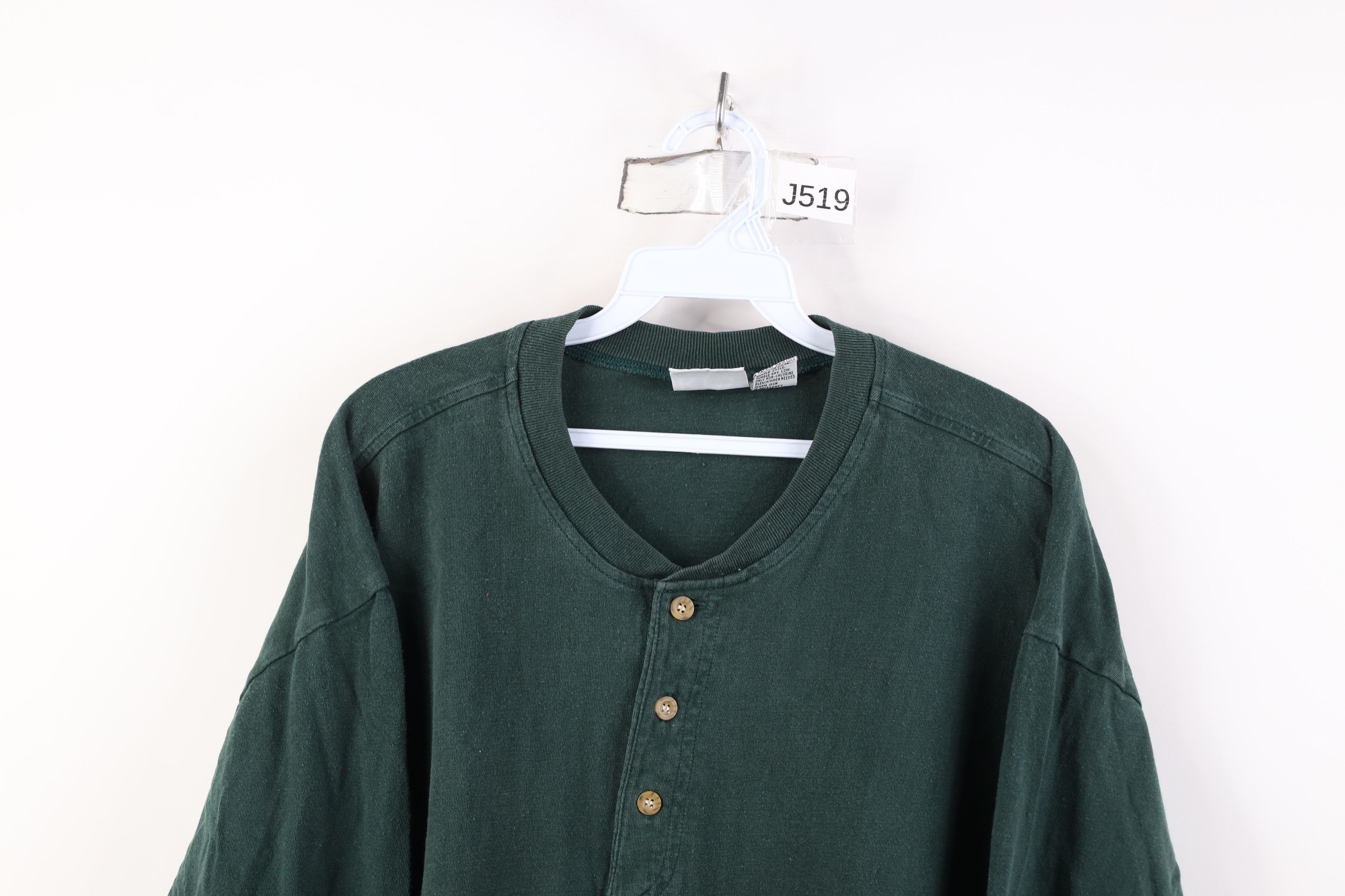 Vintage Vintage 90s Streetwear Long Sleeve Henley T-Shirt Green Size US XL / EU 56 / 4 - 2 Thumbnail