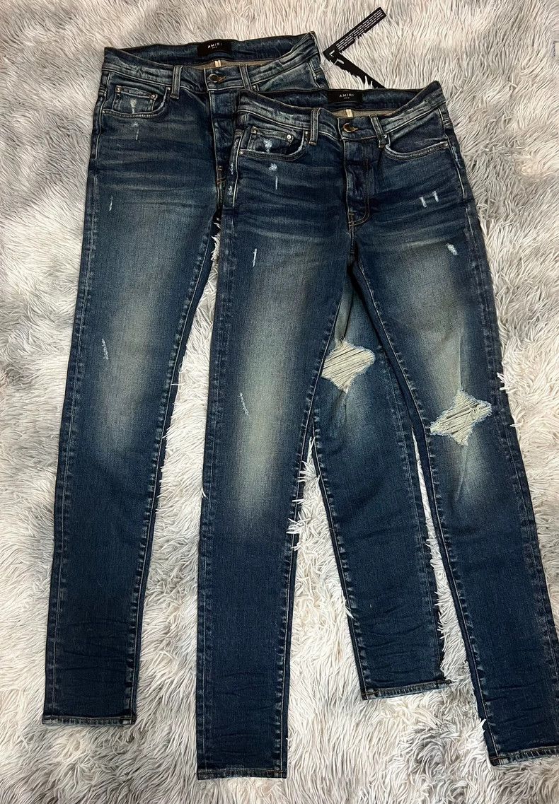 Amiri Amiri broken single knee destroy dark blue destroy denim p Size US 30 / EU 46 - 8 Thumbnail