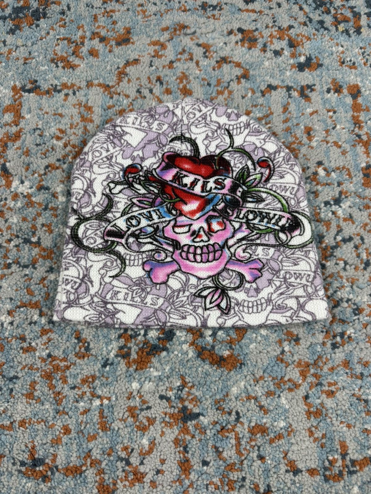 Japanese Brand Vintage Y2K Ed Hardy style aop graphic beanie jesse pinkman Size ONE SIZE - 3 Thumbnail