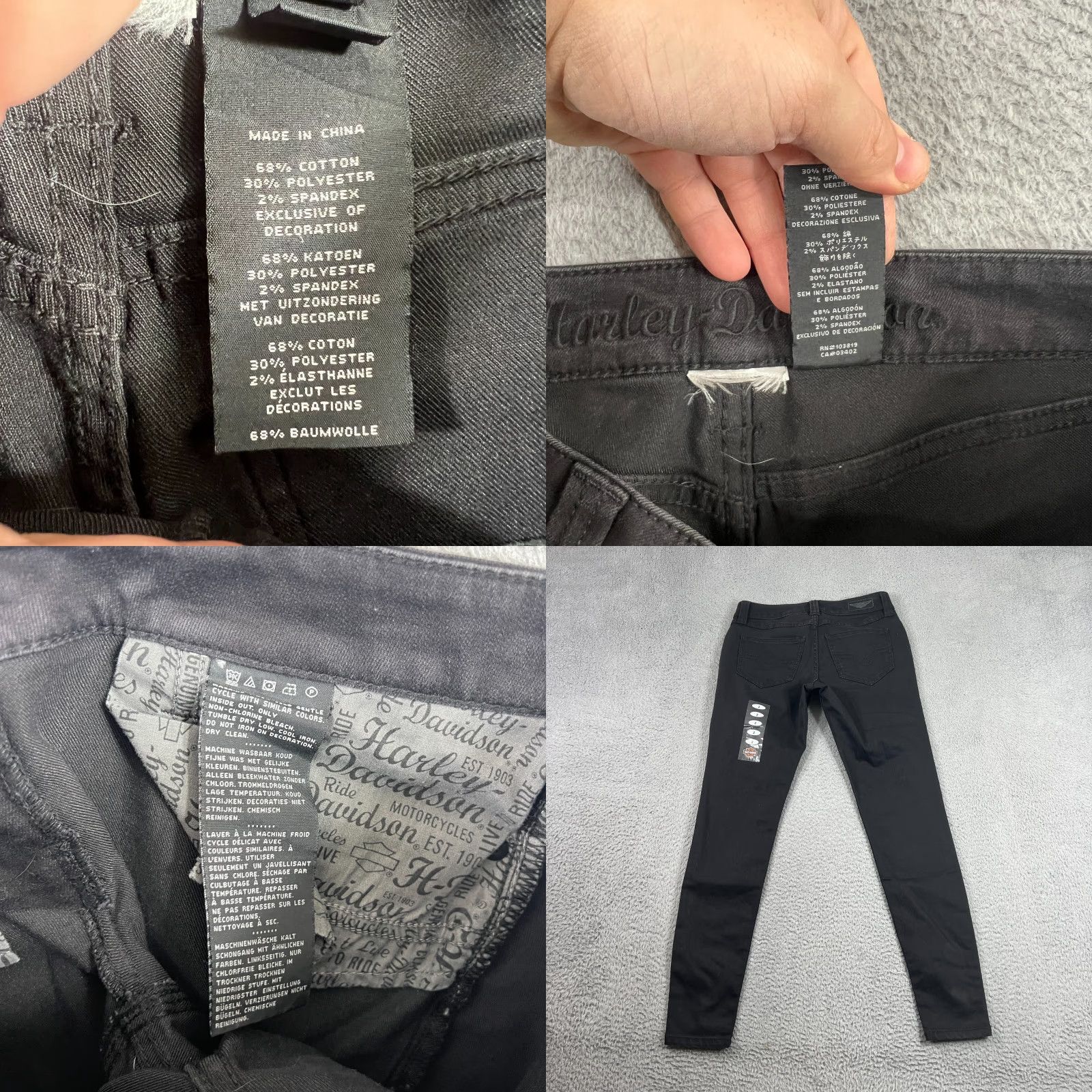 Harley Davidson Harley-Davidson Womens Jeans Skinny Fit Black 2 Pocket Zipper Button Logo 5-Pocket Denim Cotton Blend Inseam 30 Regular Slim Leg Casual Mens? Women? Size 26" / US 2 / IT 38 - 8 Thumbnail