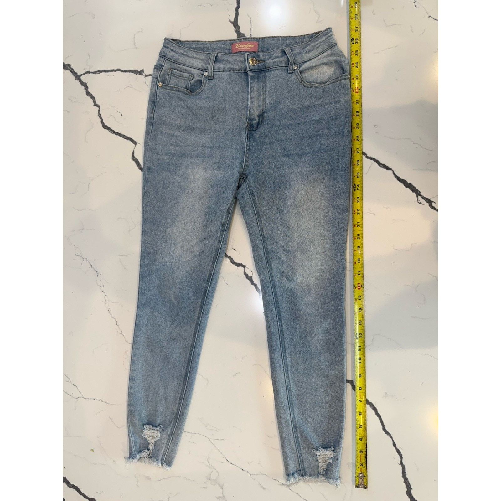 United Bamboo Bamboo Og Denim Skinny Jeans Jr Size 11 Distressed Raw Hem Size 28" / US 6 / IT 42 - 10 Thumbnail