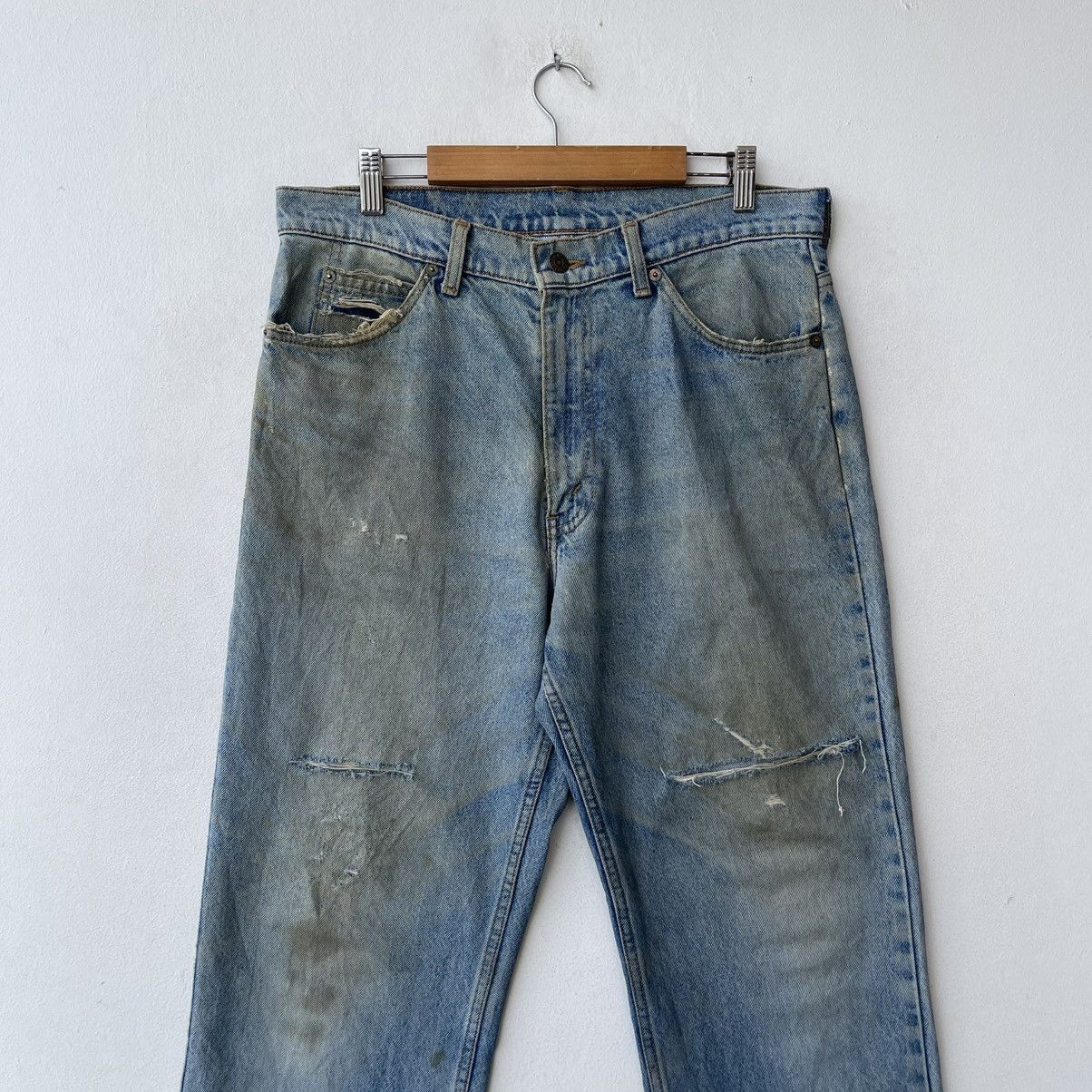 Levi's Vintage 90s Levi's 210 Orange Tab Denim Jeans Thrashed Size US 34 / EU 50 - 3 Thumbnail
