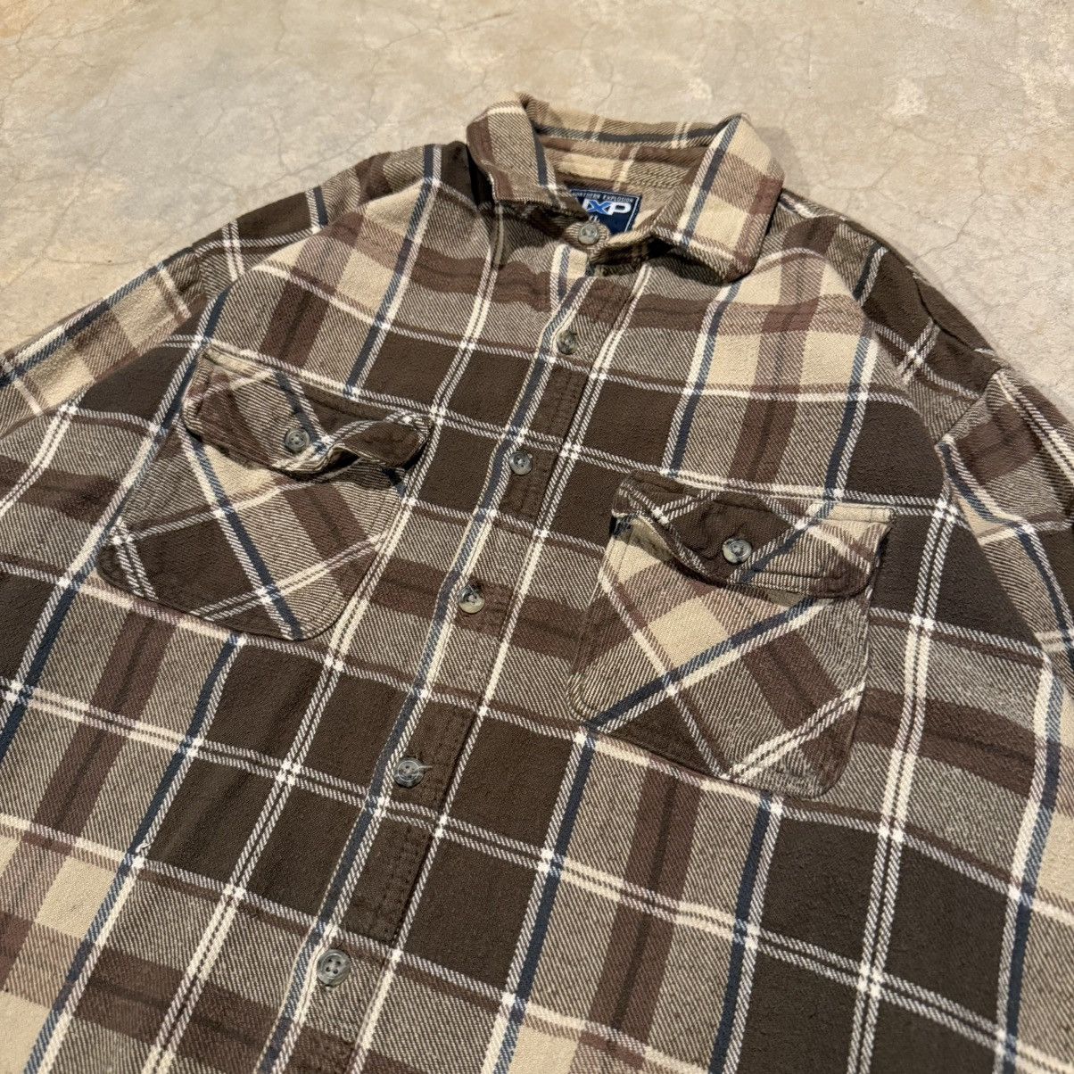 Vintage Vtg 2000s Brown Faded Distressed Flannel Shirt ERD Grunge Size US XL / EU 56 / 4 - 3 Thumbnail