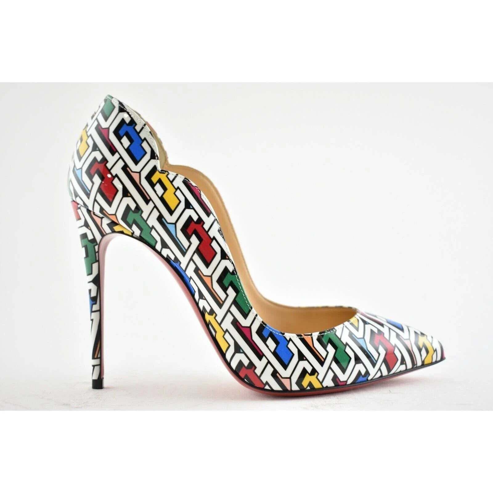 Christian Louboutin Christian Louboutin Hot Chick 100 Patent CL 3D Black Blue Size US 5 / IT 35 - 2 Thumbnail