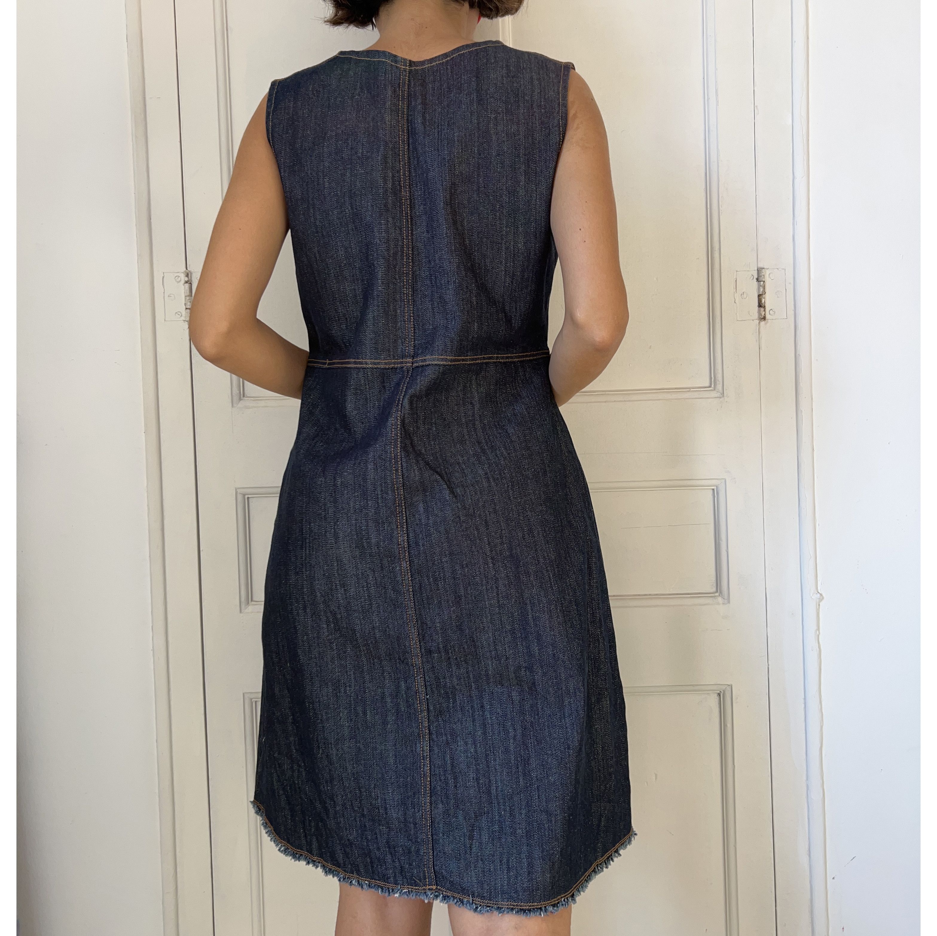 Vintage Vintage 70s Denim Shift Dress Size L / US 10 / IT 46 - 2 Thumbnail