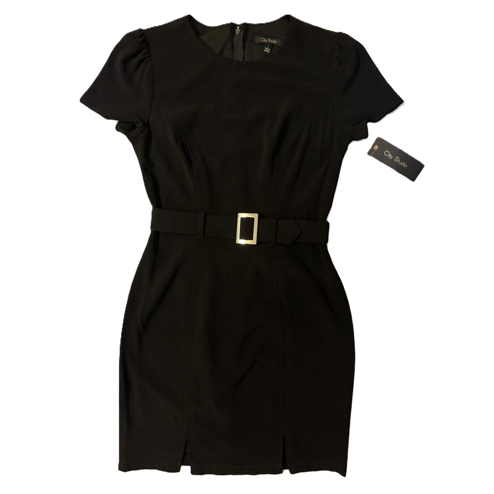Other NWT City Studio Black Mini Dress Short Sleeve Belted Size 1 Size XS / US 0-2 / IT 36-38 - 1 Thumbnail