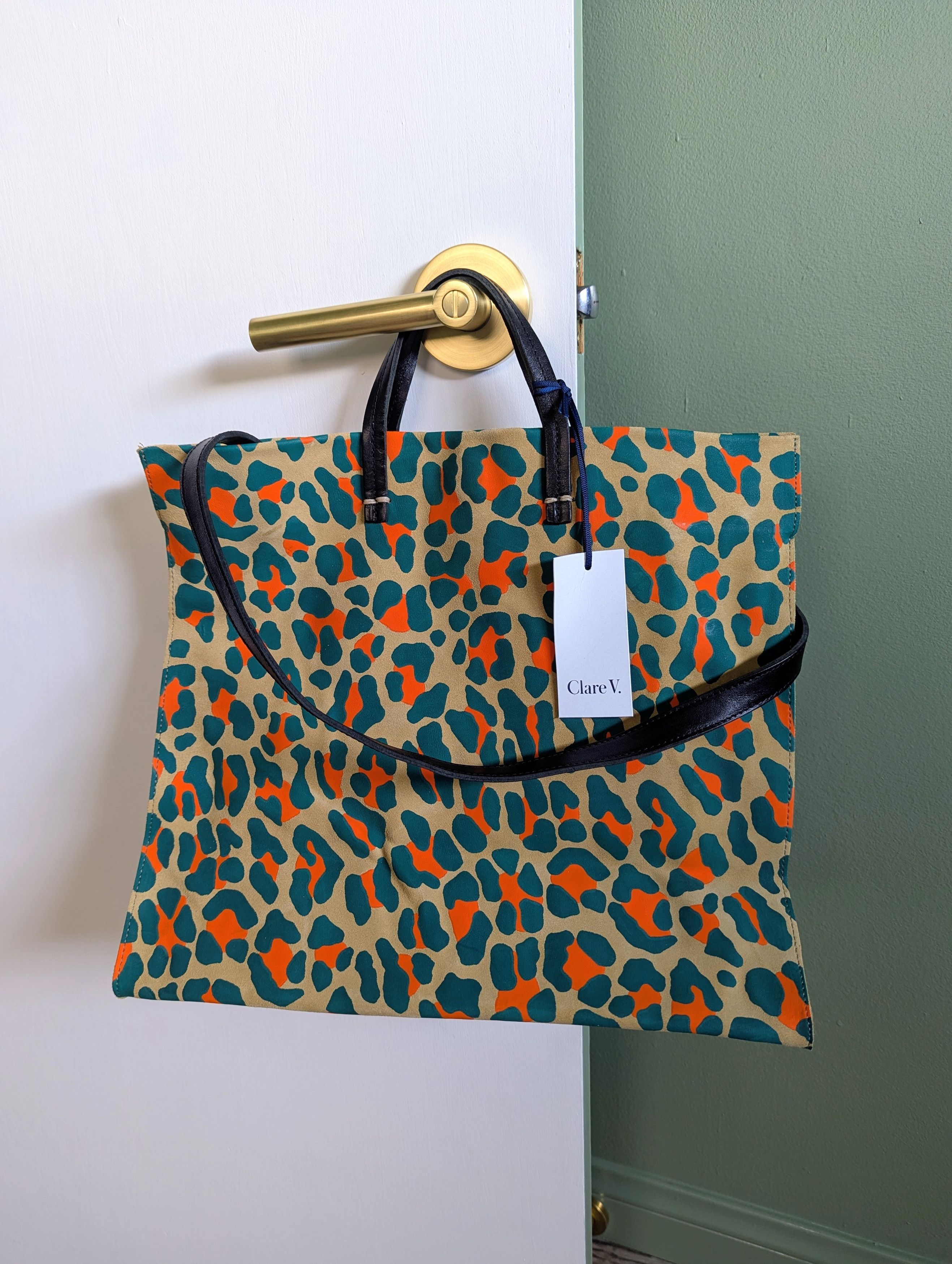 Clare V. Clare V. Simple Cheetah Animal Leopard Tote Bag Neon Cat Size ONE SIZE - 10 Thumbnail