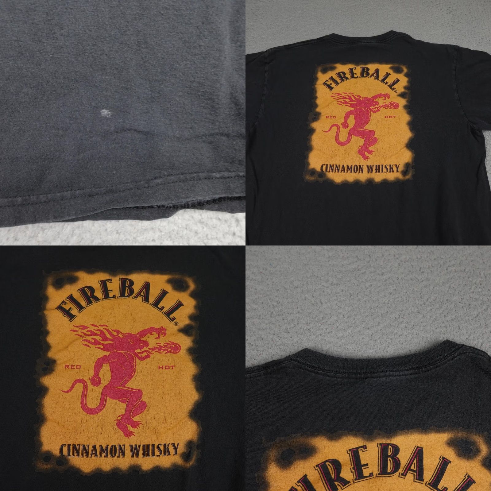 Delta Vintage Fireball Shirt Mens XL Cinnamon Whisky Promo Tee Black Delta Pro Weight Size US XL / EU 56 / 4 - 8 Thumbnail