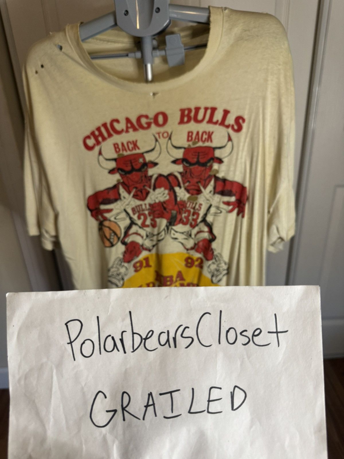 Vintage 90s Chicago Bulls Thrashed Distressed Faded GRUNGE NBA Size US XXL / EU 58 / 5 - 10 Thumbnail